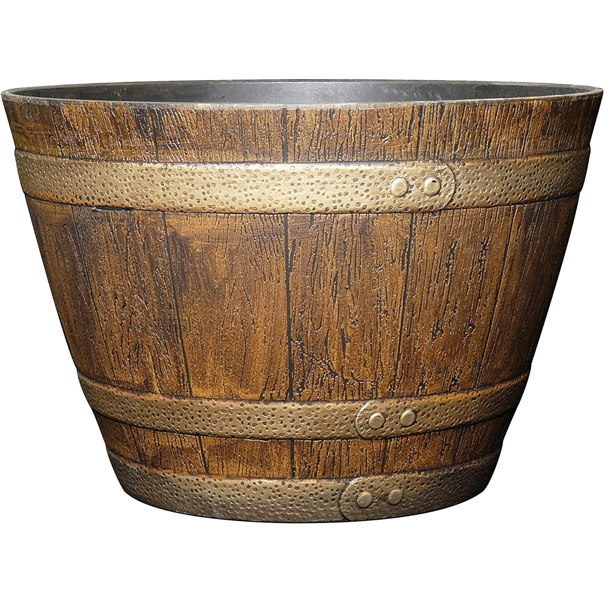 Classic Home and Garden Whiskey Resin Flower Pot Barrel Planter