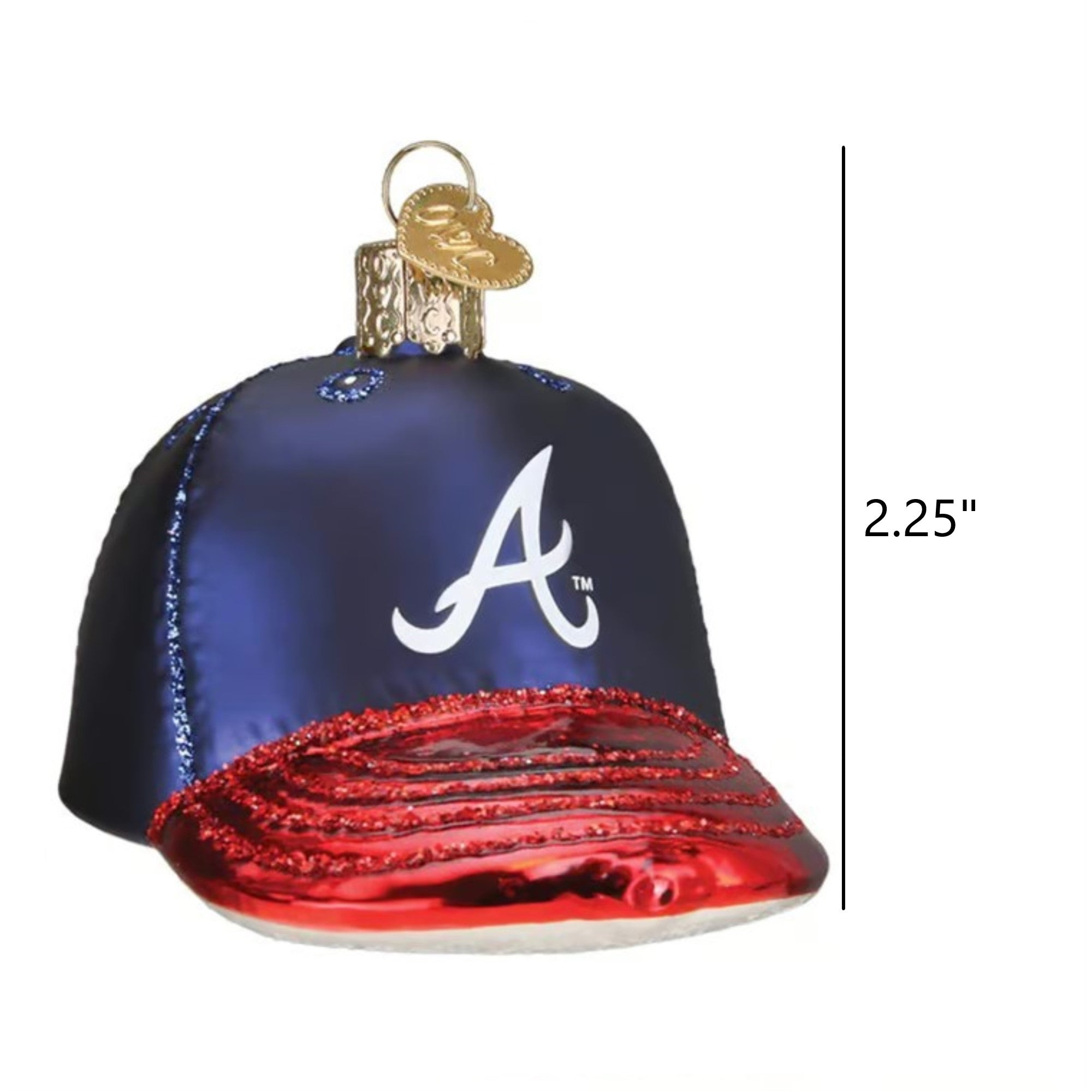 Old World Christmas Blown Glass Ornament for Christmas Tree, Atlanta Braves Baseball Cap (with OWC Gift Box)