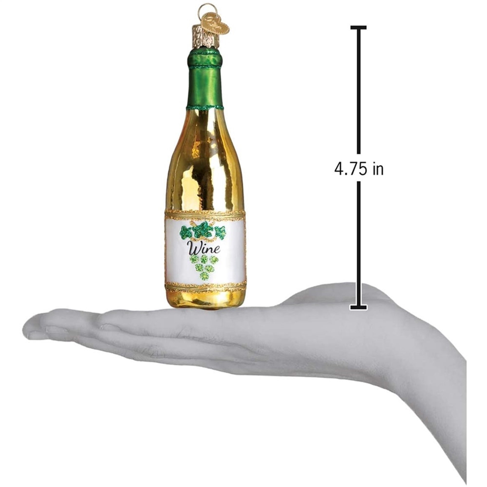 Old World Christmas Blown Glass Ornament for Christmas Tree, White Wine Bottle