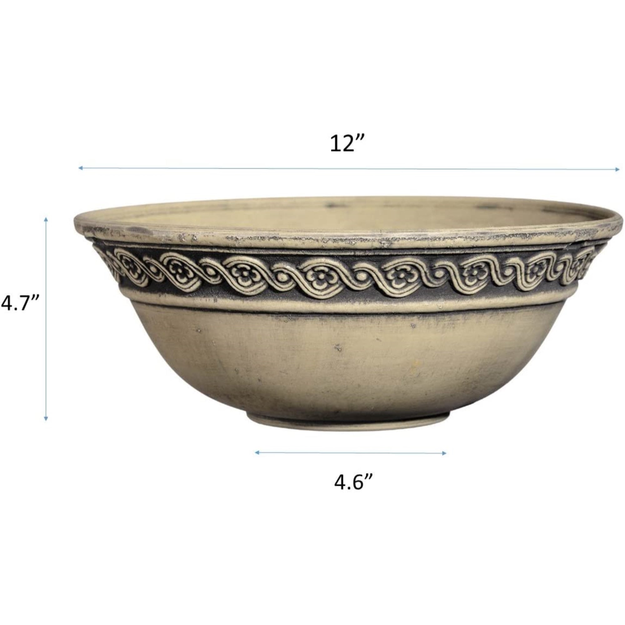 Classic Home and Garden Corinthian Resin Flower Pot Planter Bowl 12"