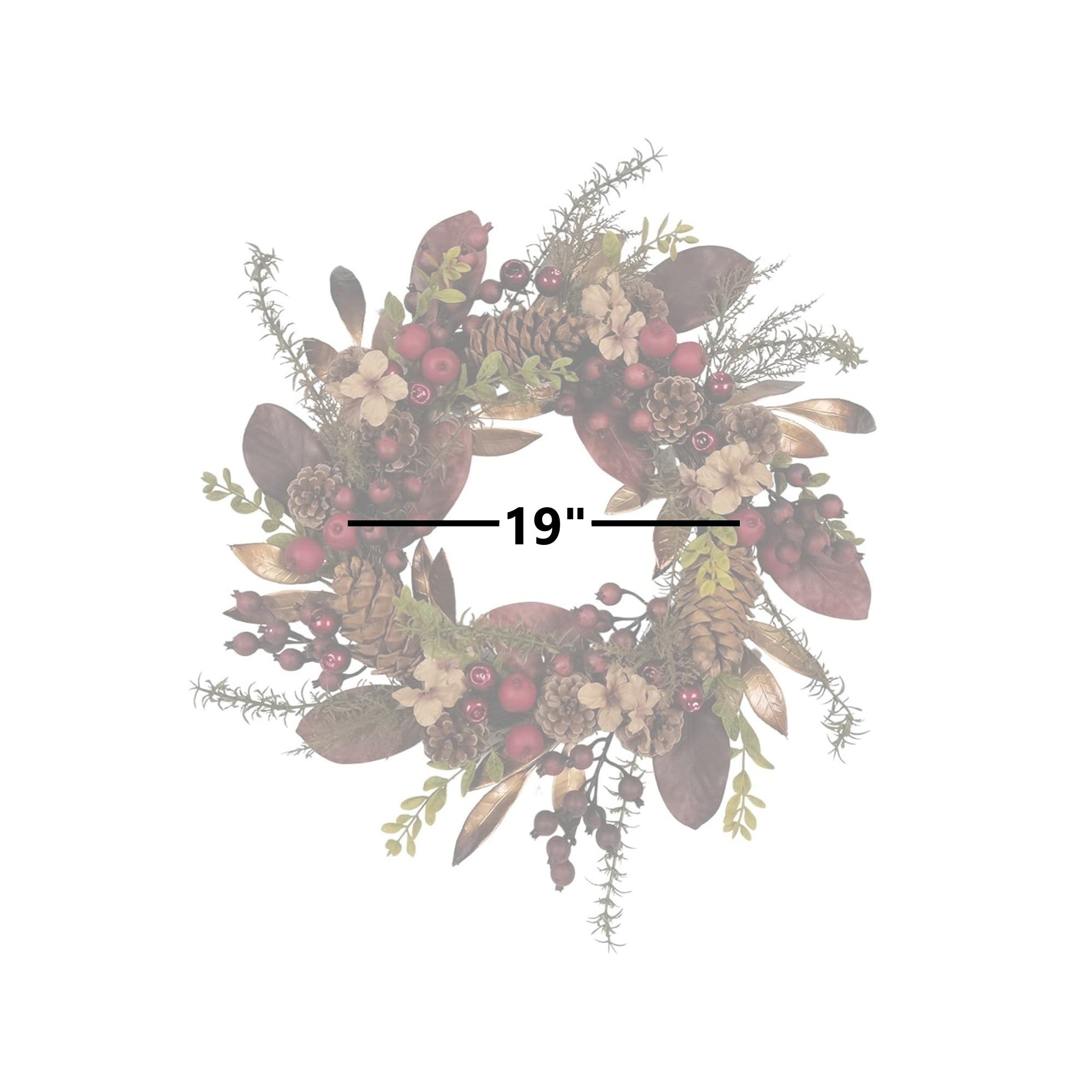 Kurt Adler Artificial Berries and Pinecones Burgundy Rattan Wreath Christmas Decoration, 19in