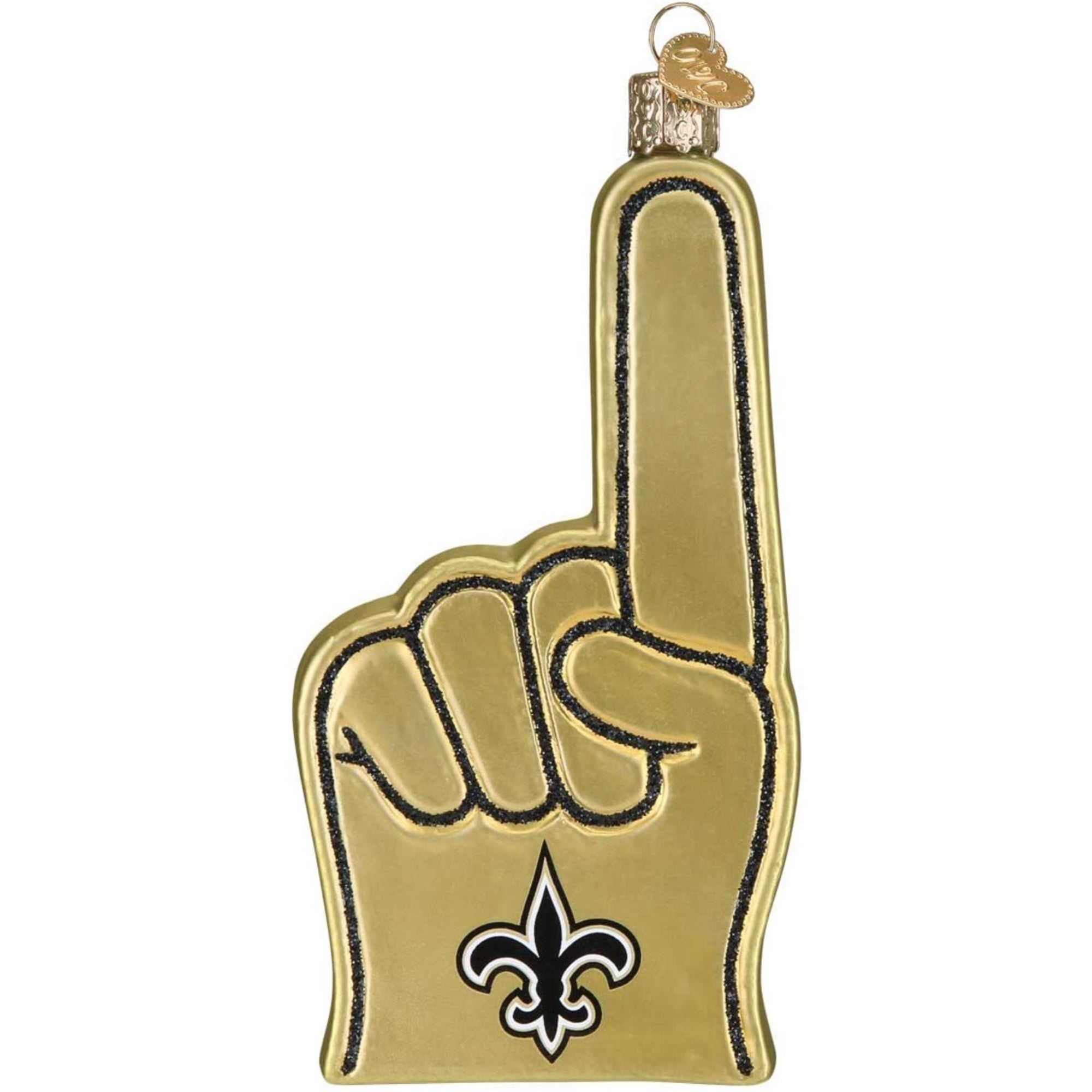 Old World Christmas Blown Glass Ornament for Christmas Tree, New Orleans Saints Foam Finger