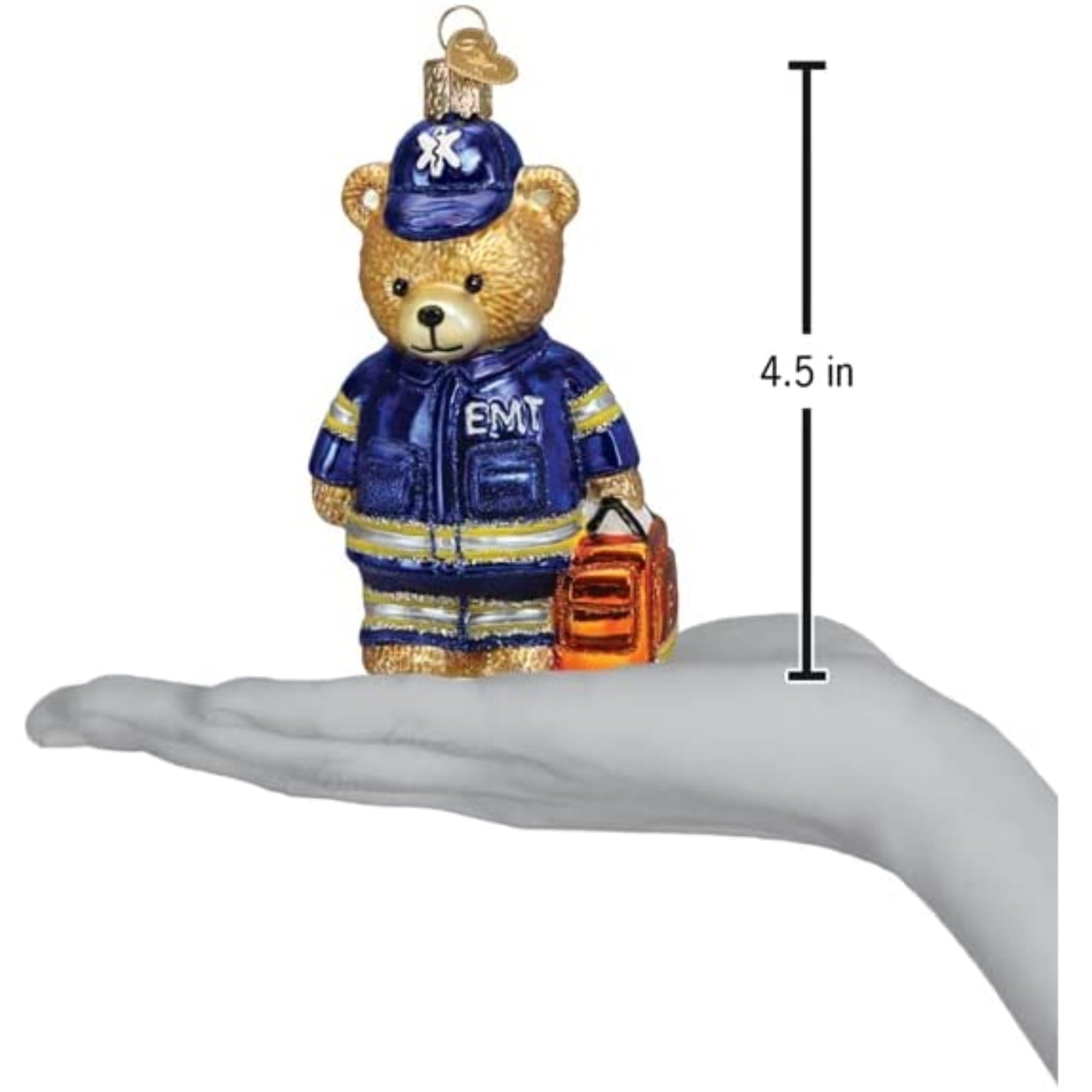 Old World Christmas Blown Glass Ornament for Christmas Tree, EMT Teddy Bear