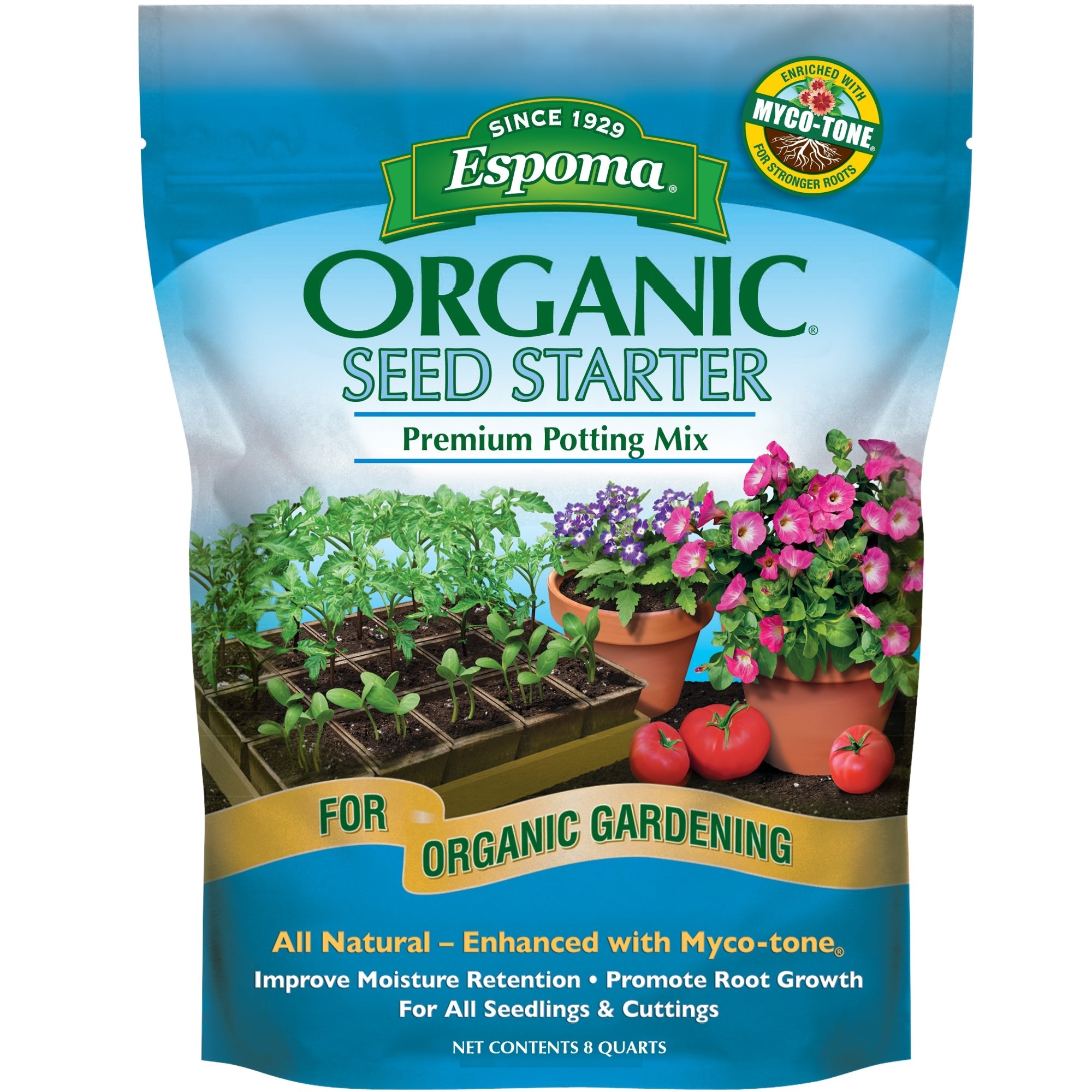Espoma Organic Seed Starter Premium Potting Soil Mix for Organic Gardening for Seedlings and Cuttings, All Natural, Enhanced with Mycro-tone