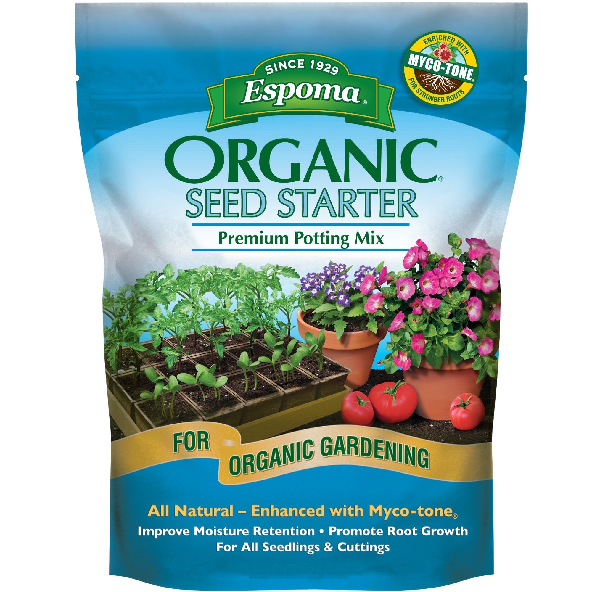 Espoma Organic Seed Starter Premium Potting Soil Mix for Organic Gardening for Seedlings and Cuttings, All Natural, Enhanced with Mycro-tone