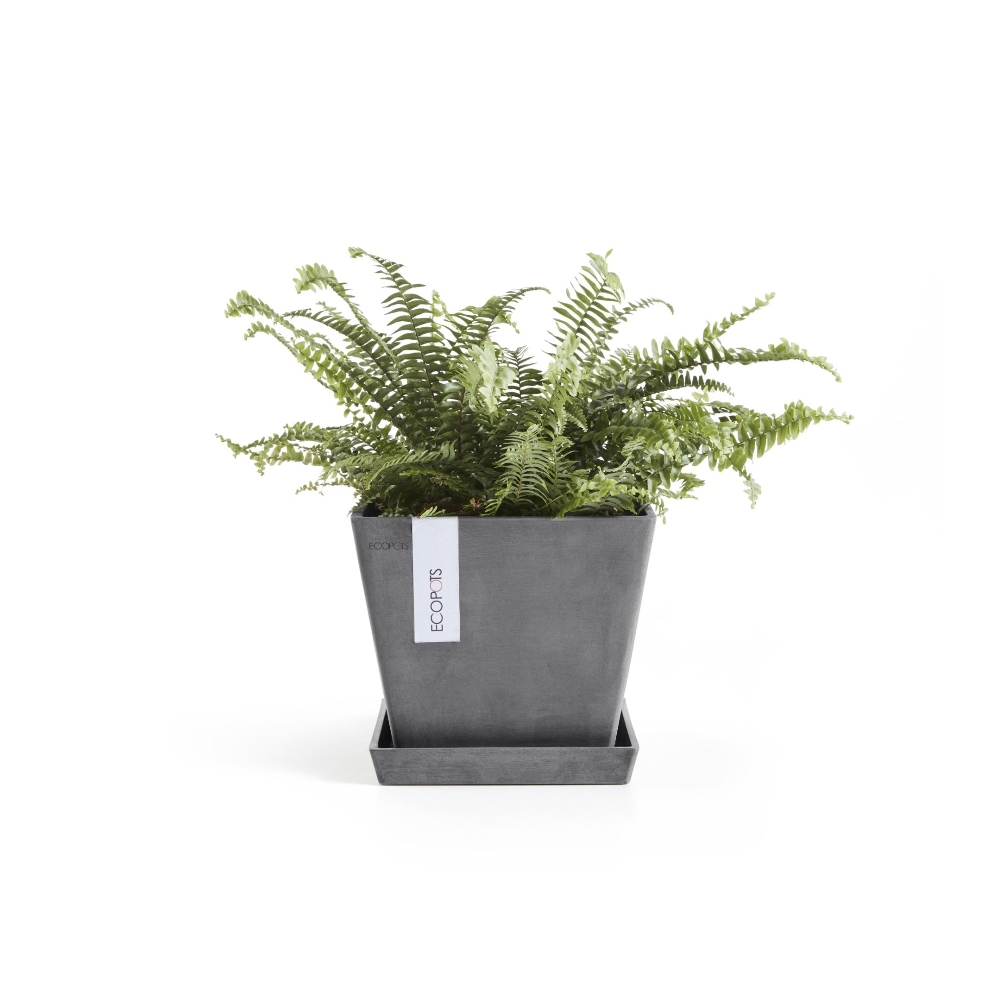 Ecopots Rotterdam Durable Modern Square Indoor/Outdoor Recycled-Based Composite Flower Planter