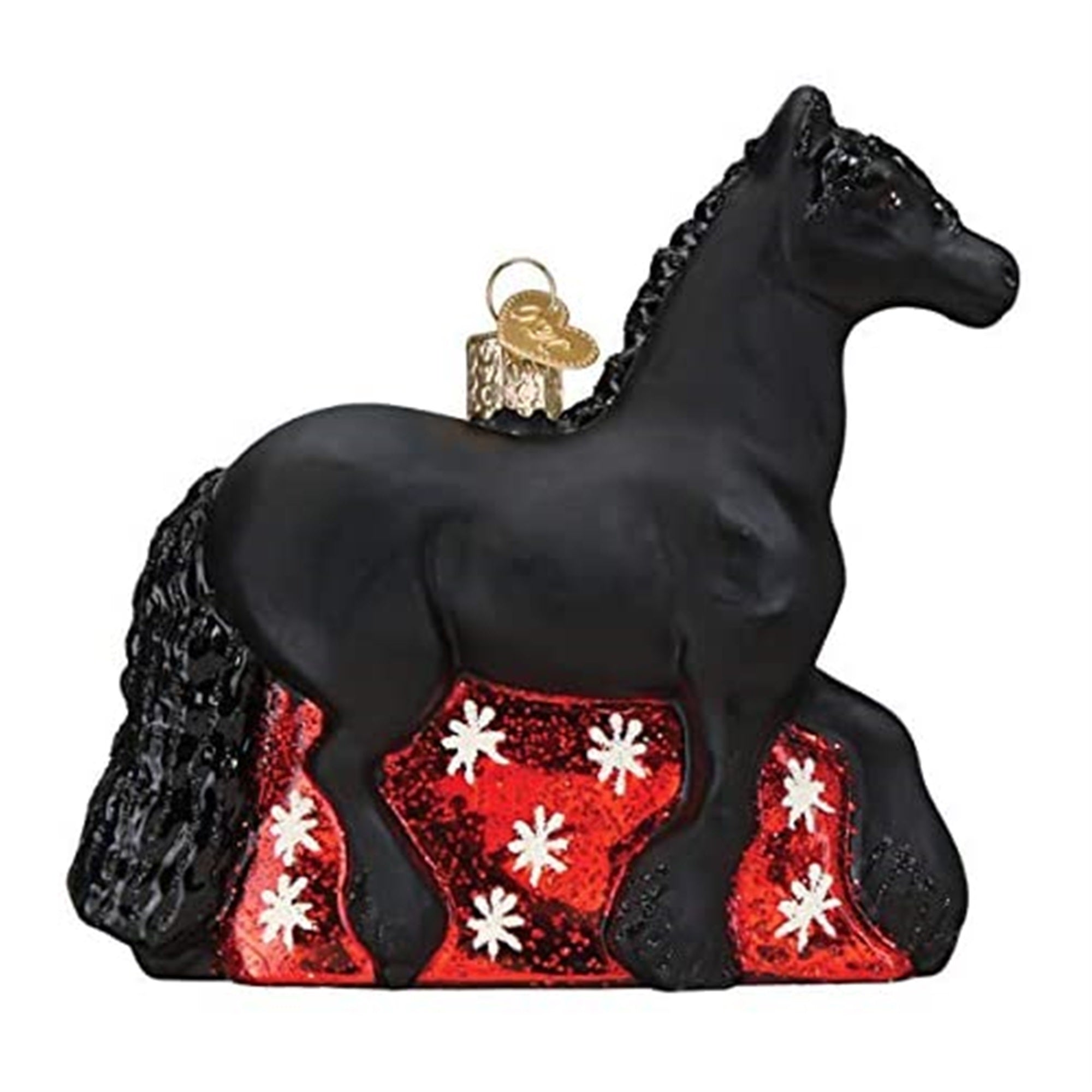 Old World Christmas Blown Glass Ornament for Christmas Tree, Friesian Horse