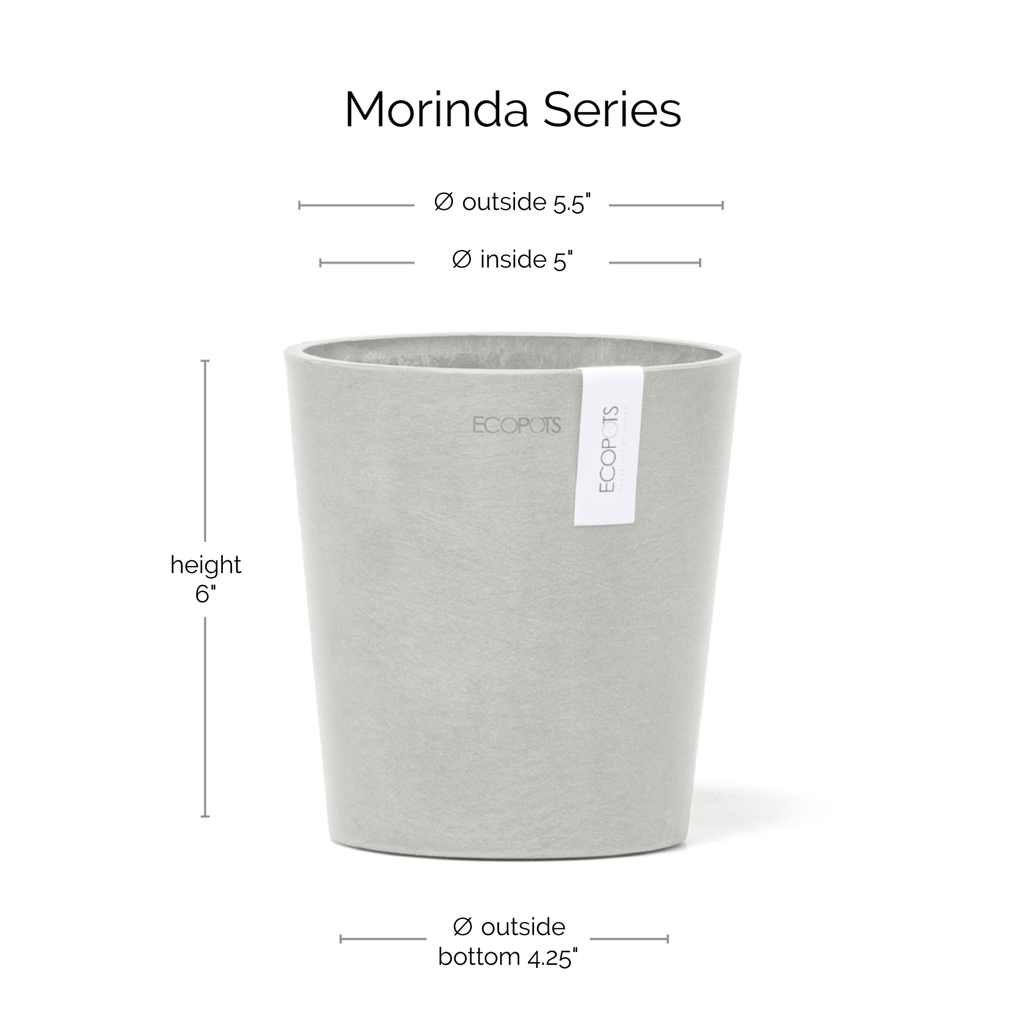 Ecopots Morinda Durable Modern Round Indoor/Outdoor Recycled-Based Composite Orchid Flower Planter