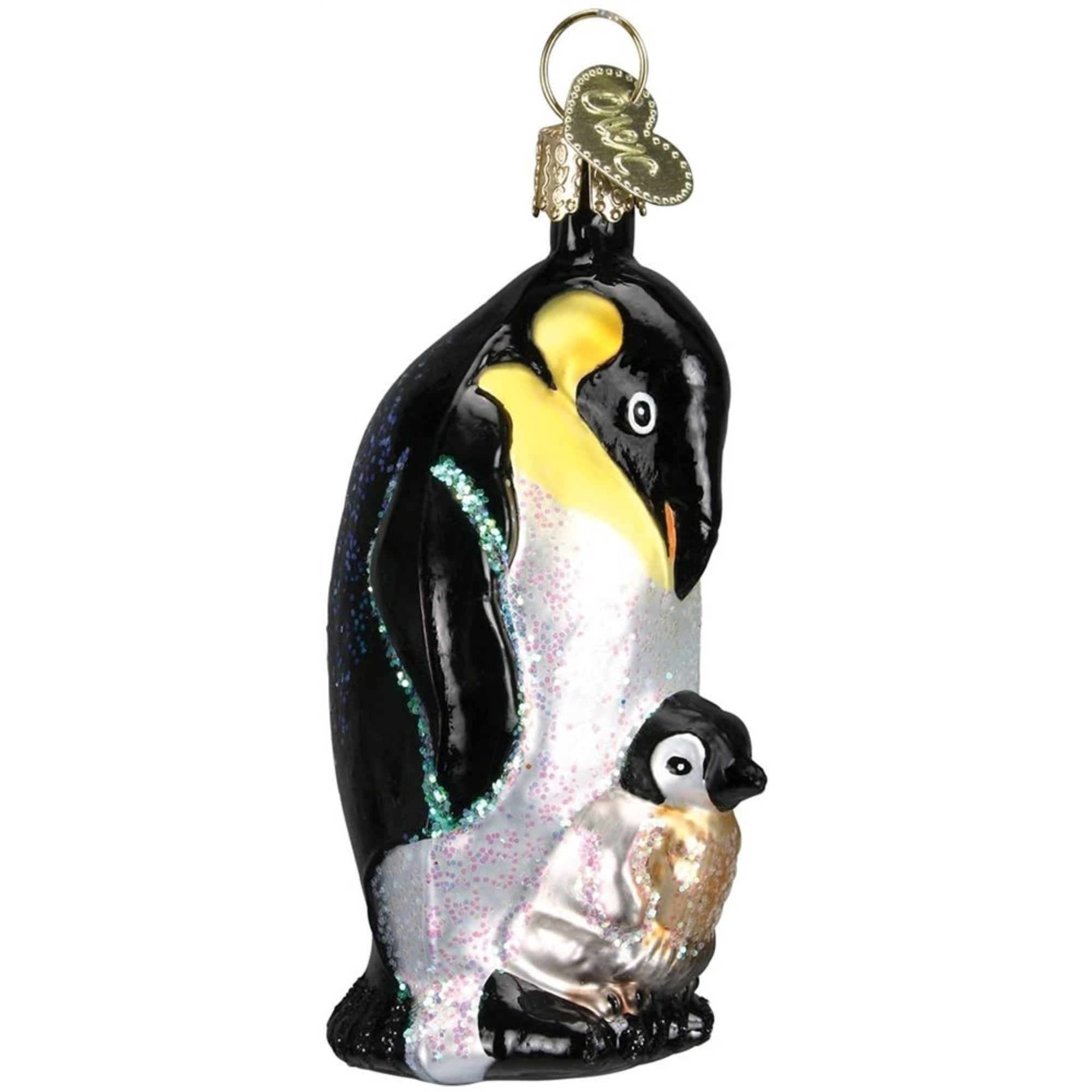 Old World Christmas Blown Glass Ornament for Christmas Tree, Emperor Penguin with Chick