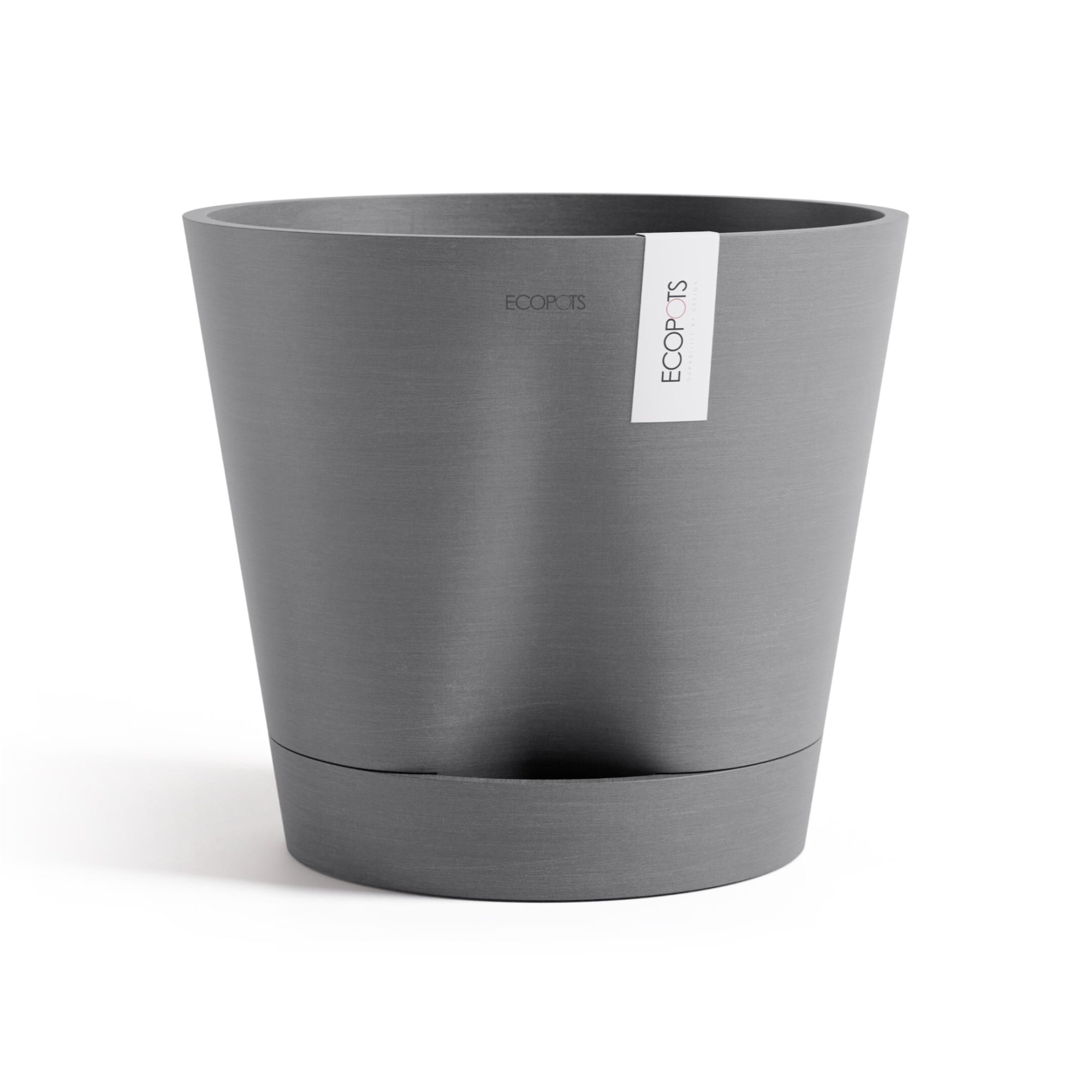 Ecopots Venice 2 Durable Modern Round Indoor/Outdoor Recycled-Based Composite Flower Pot Planter w/ Water Reservoir