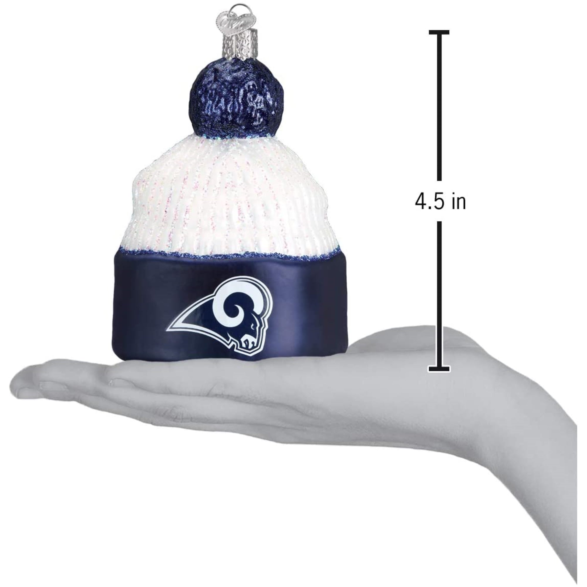 Old World Christmas Blown Glass Ornament for Christmas Tree, Los Angeles Rams Beanie