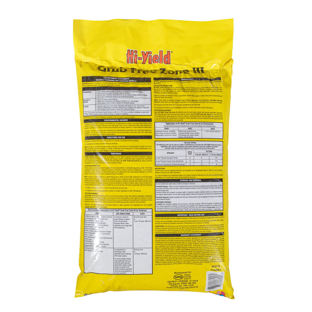 Hi-Yield Grub Free Zone III Insecticide with Season-Long Control, 10lb