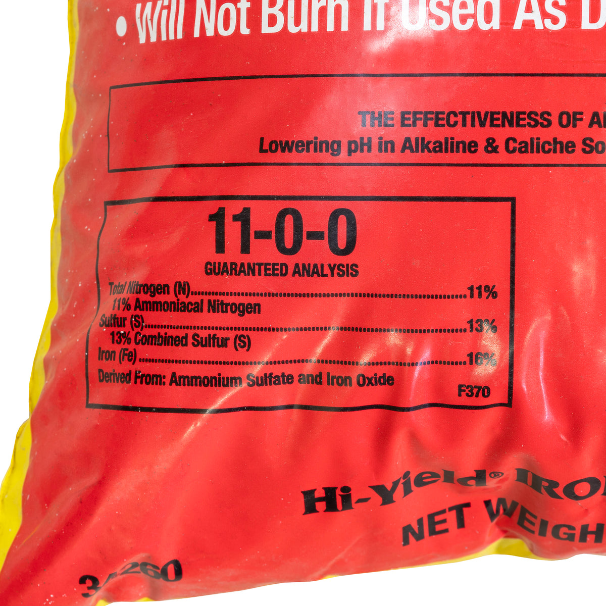 Hi-Yield 11-0-0 Iron Plus Soil Acidifier, Fast-Green Formulation, 20lb