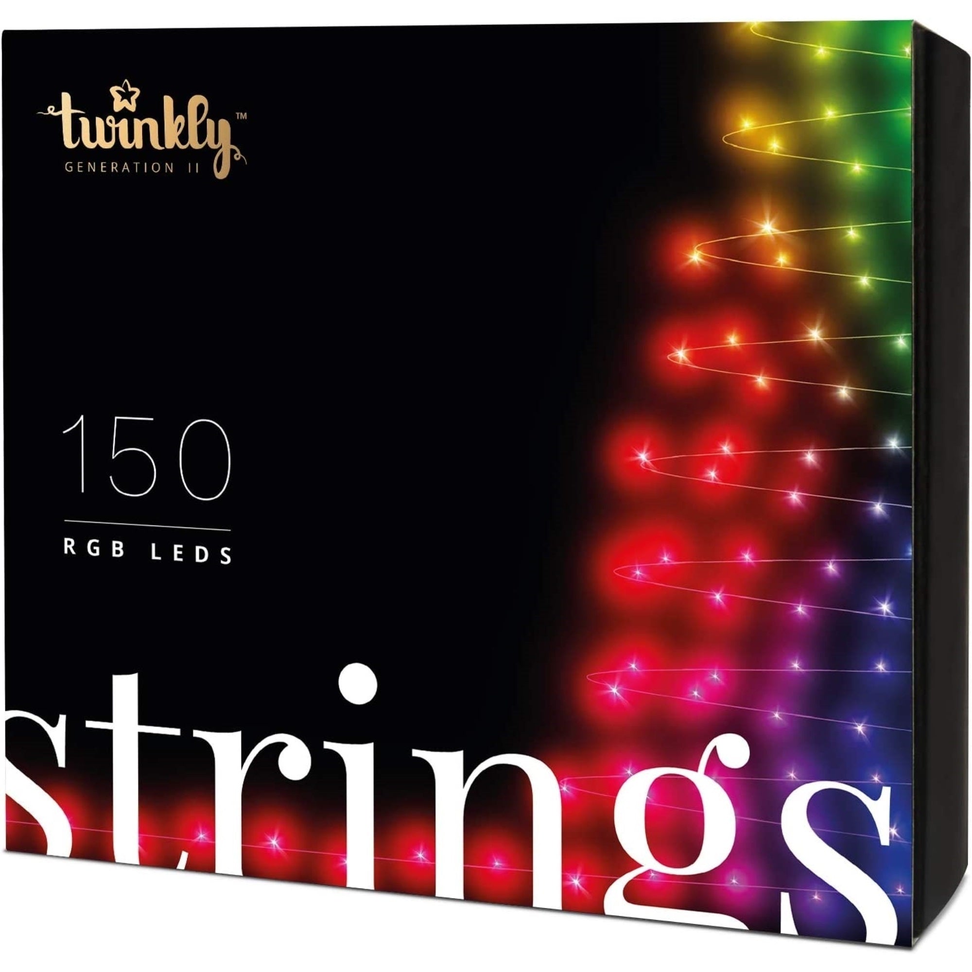 Twinkly Strings App Controlled Green Wire Christmas Light String Indoor and Outdoor Smart Home Lighting Decoration, Multicolor LED