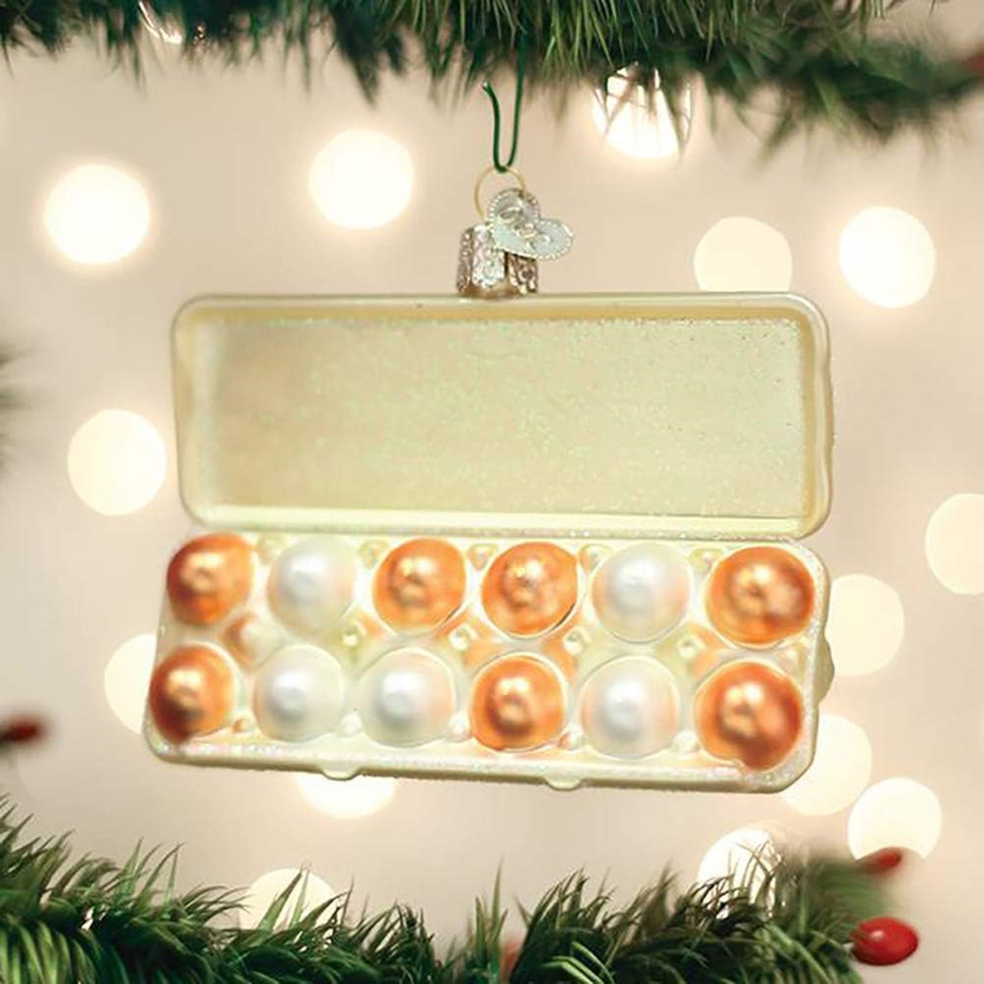 Old World Christmas Blown Glass Ornament for Christmas Tree, Egg Carton