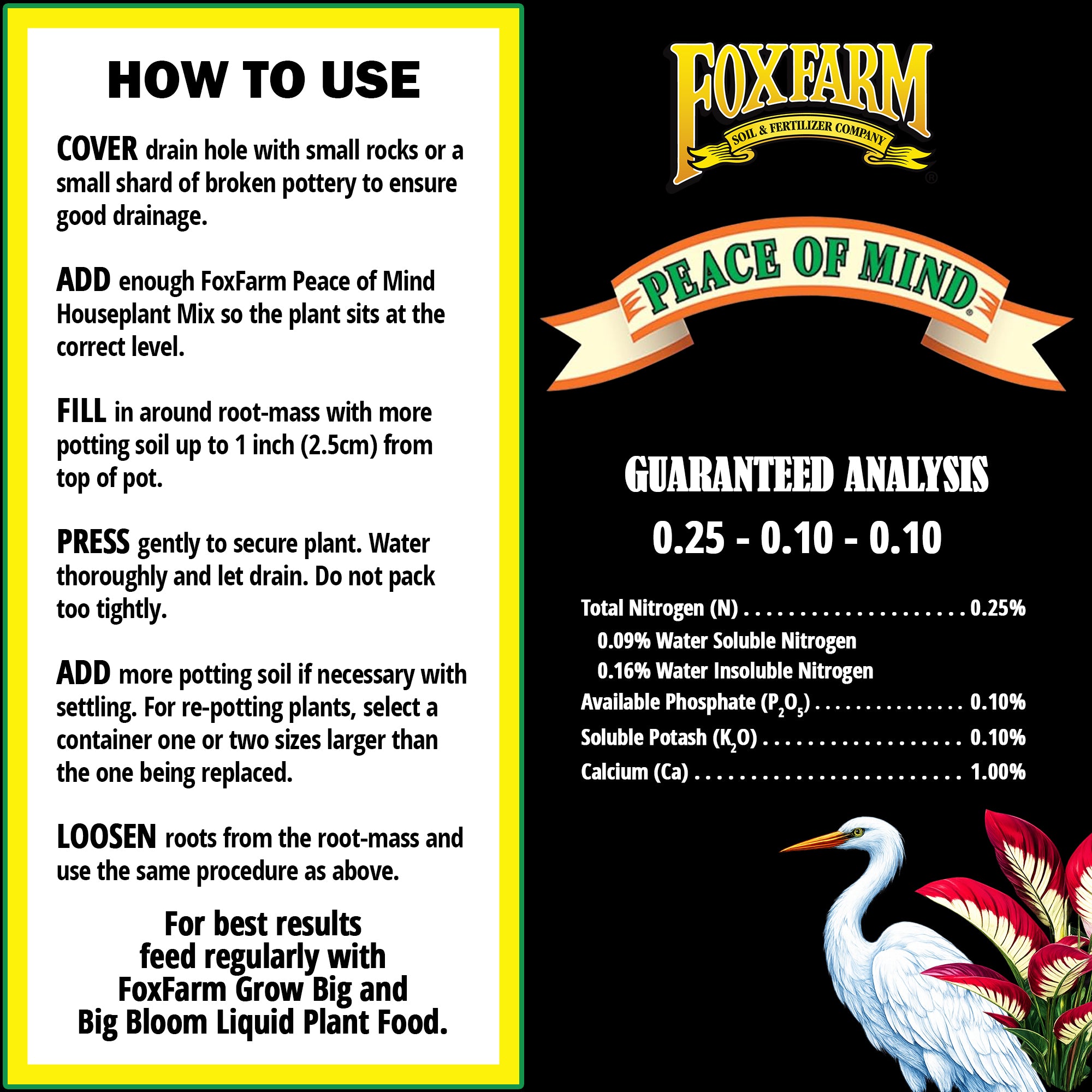 FoxFarm Peace of Mind Houseplant Mix, Ready-to-Use Potting Soil, 12qt