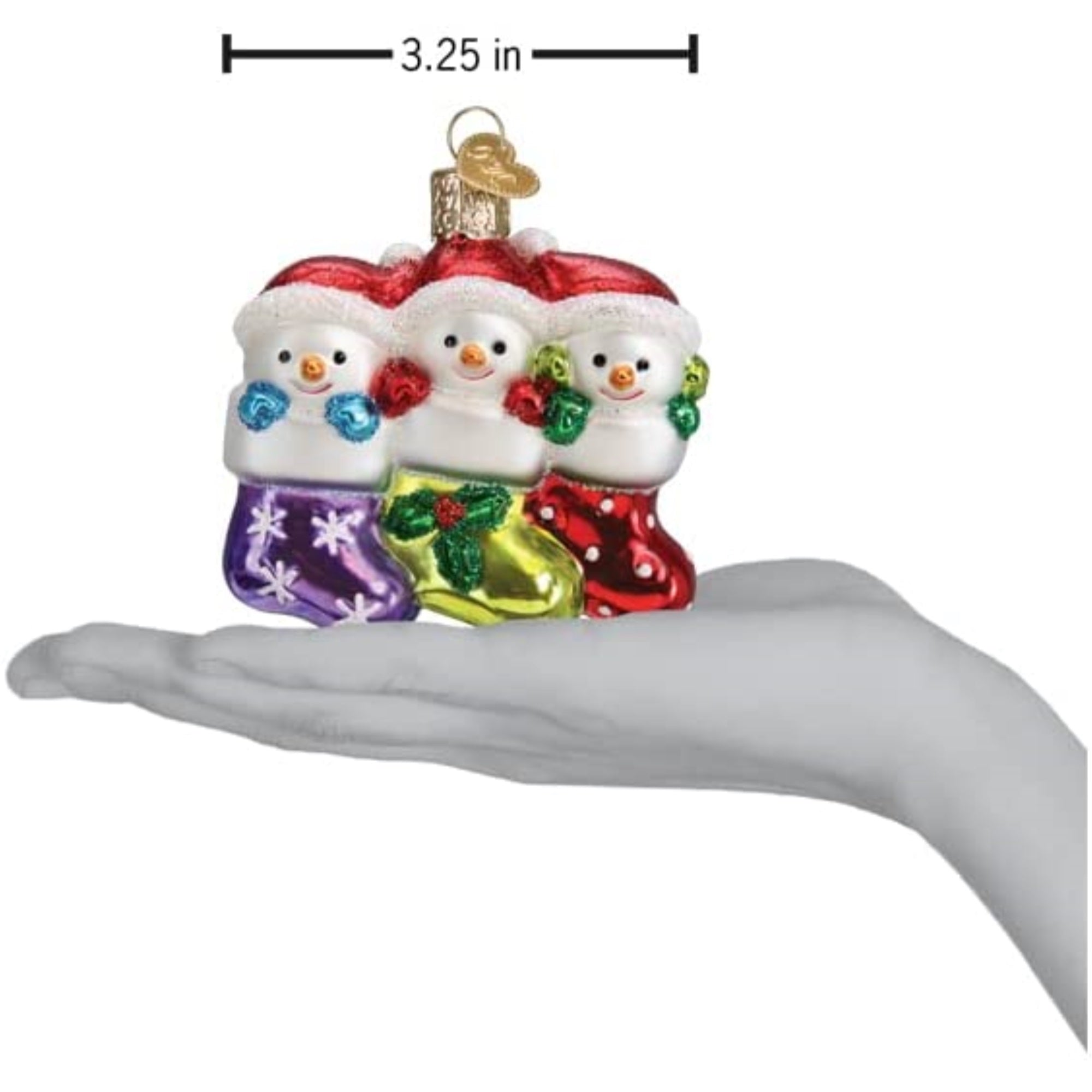 Old World Christmas Blown Glass Ornament for Christmas Tree, Snow Family of 3