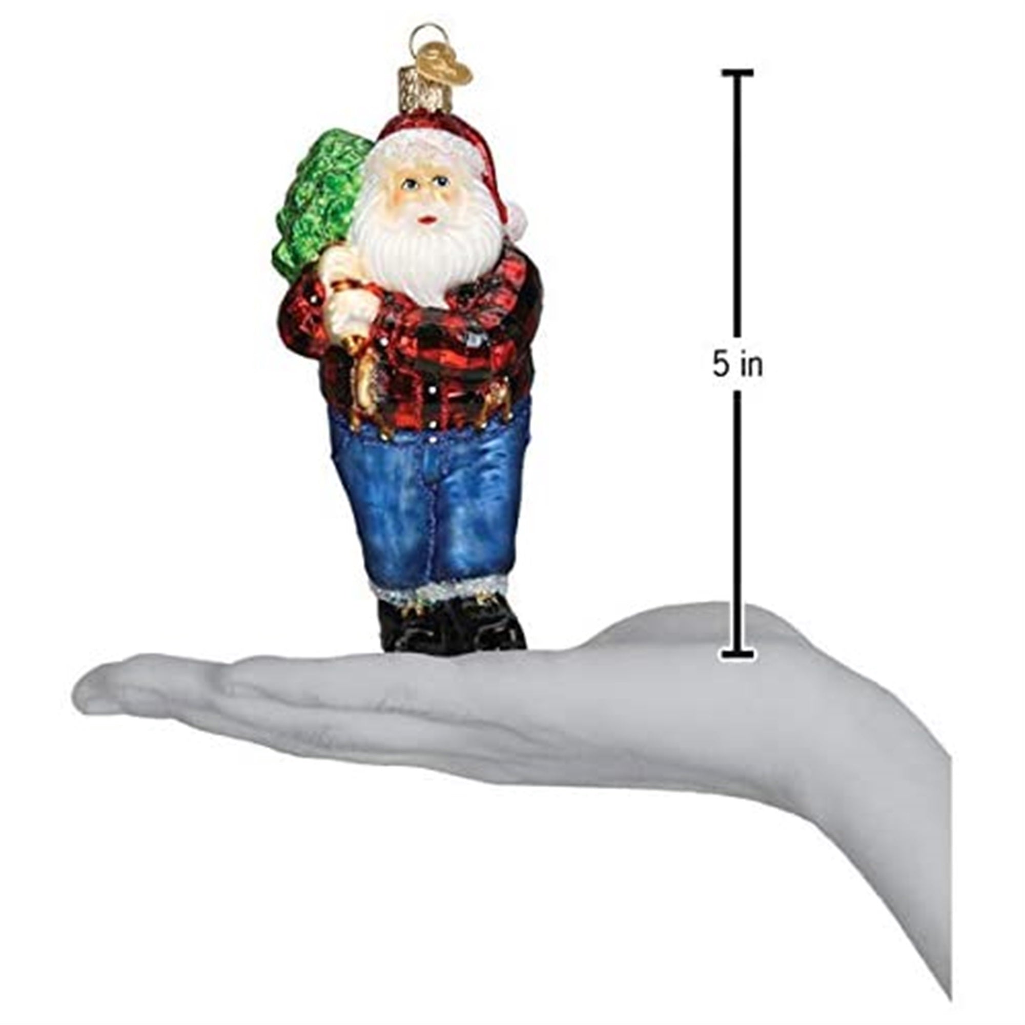 Old World Christmas Blown Glass Ornament for Christmas Tree, Lumberjack Santa