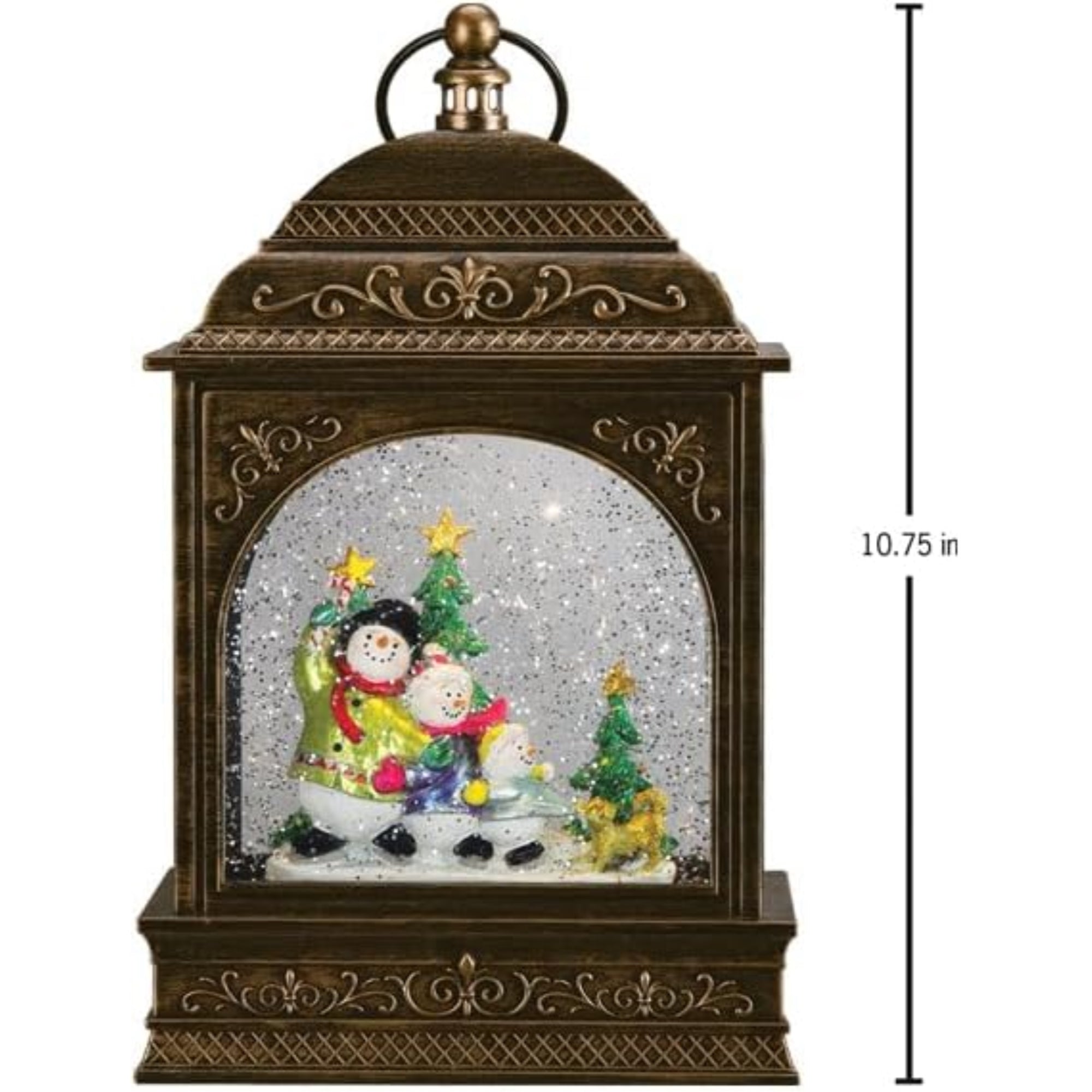 Old World Christmas Tabletop Snow Family Lantern Snow Globe, Multicolored, 11in