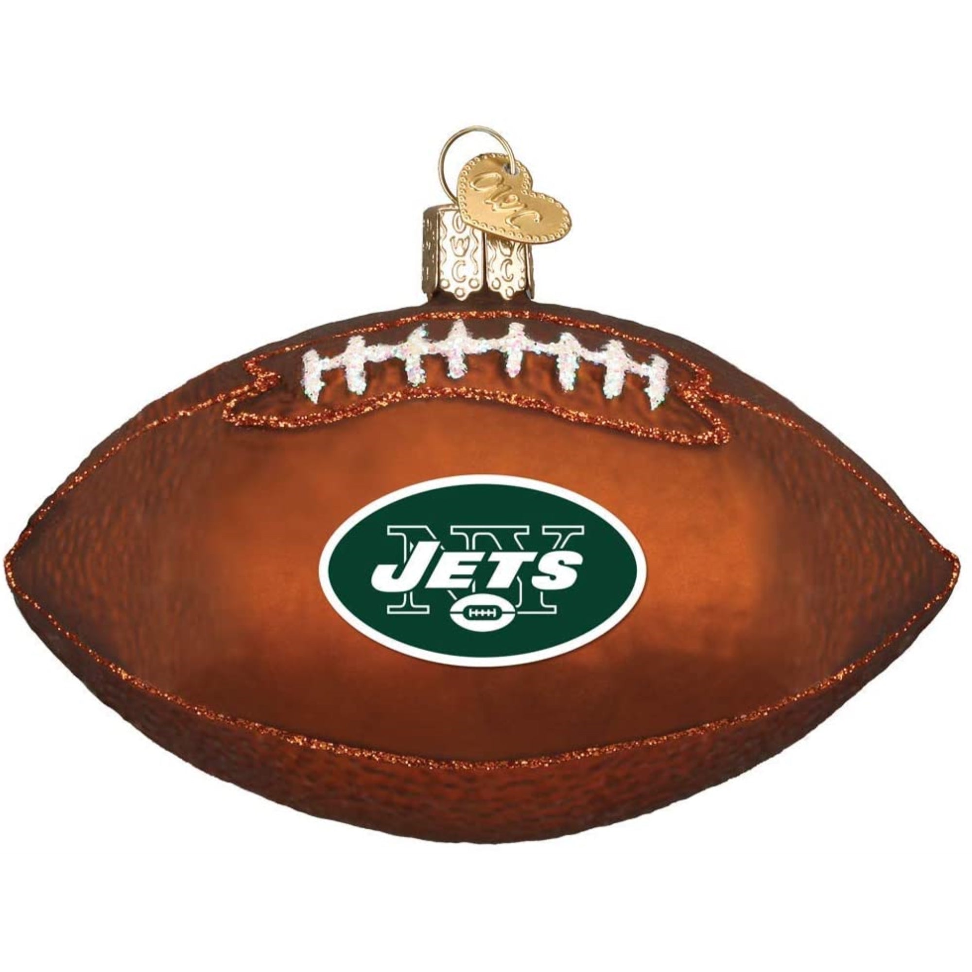 Old World Christmas Blown Glass Ornament for Christmas Tree, New York Jets Football