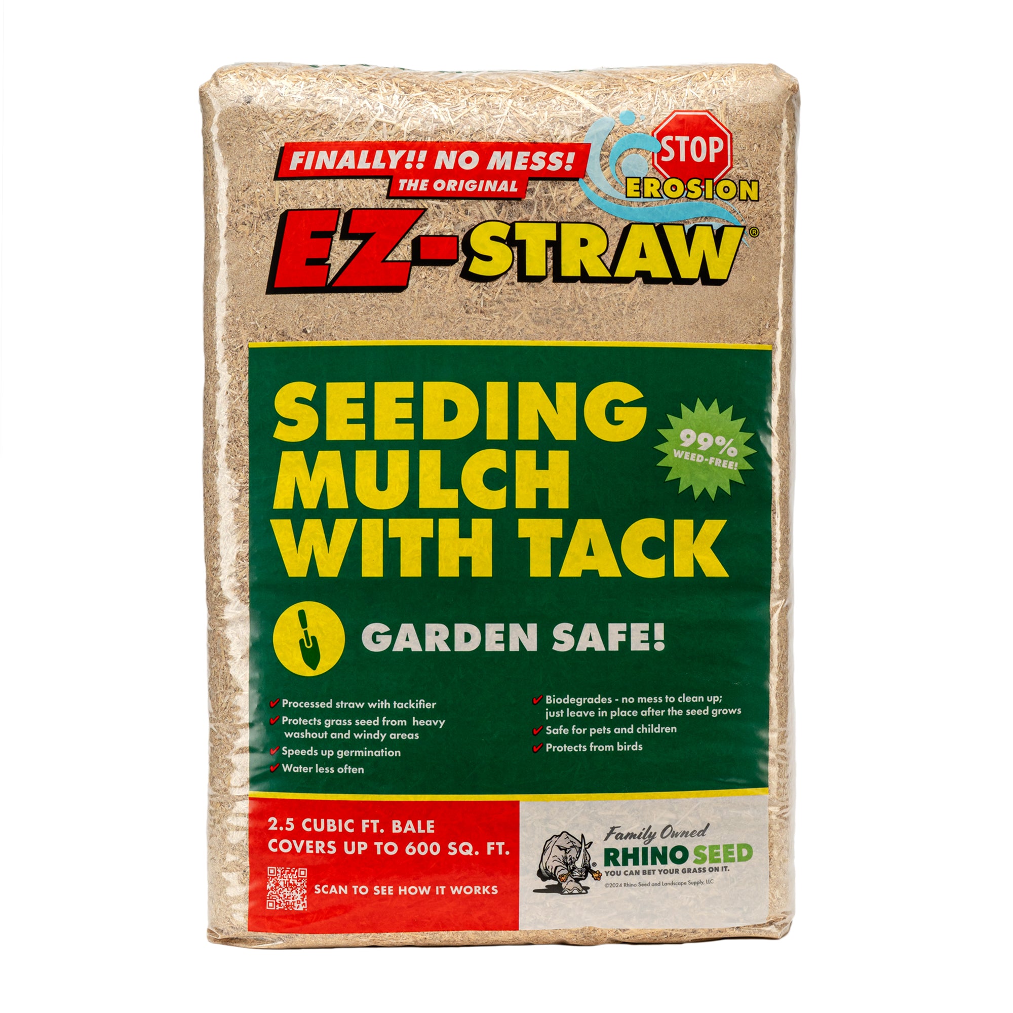 EZ-Straw Seeding Mulch with Tackifier - Biodegradable Processed Straw a 2.5 CU FT Bale