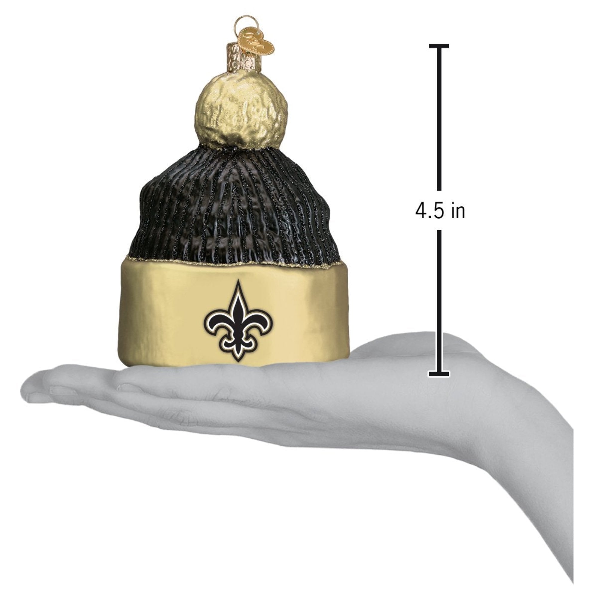 Old World Christmas Blown Glass Ornament for Christmas Tree, New Orleans Saints Beanie