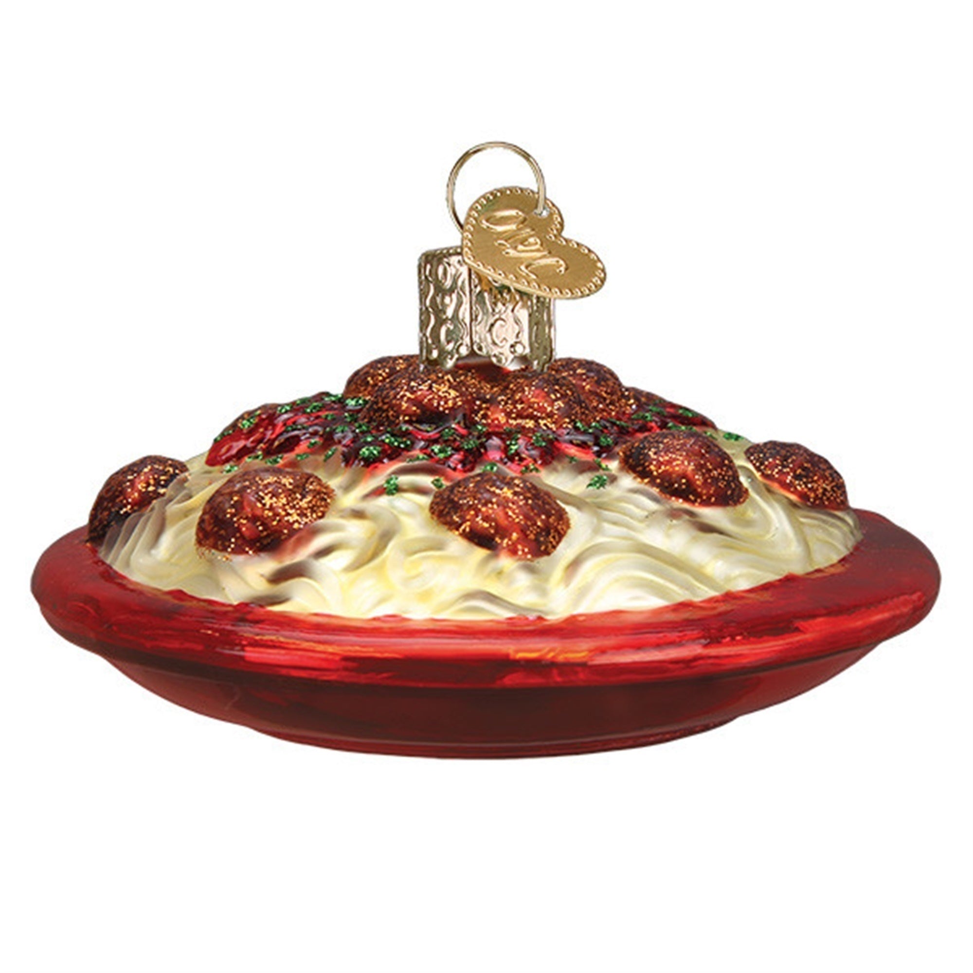 Old World Christmas Blown Glass Ornament for Christmas Tree, Spaghetti and Meatballs