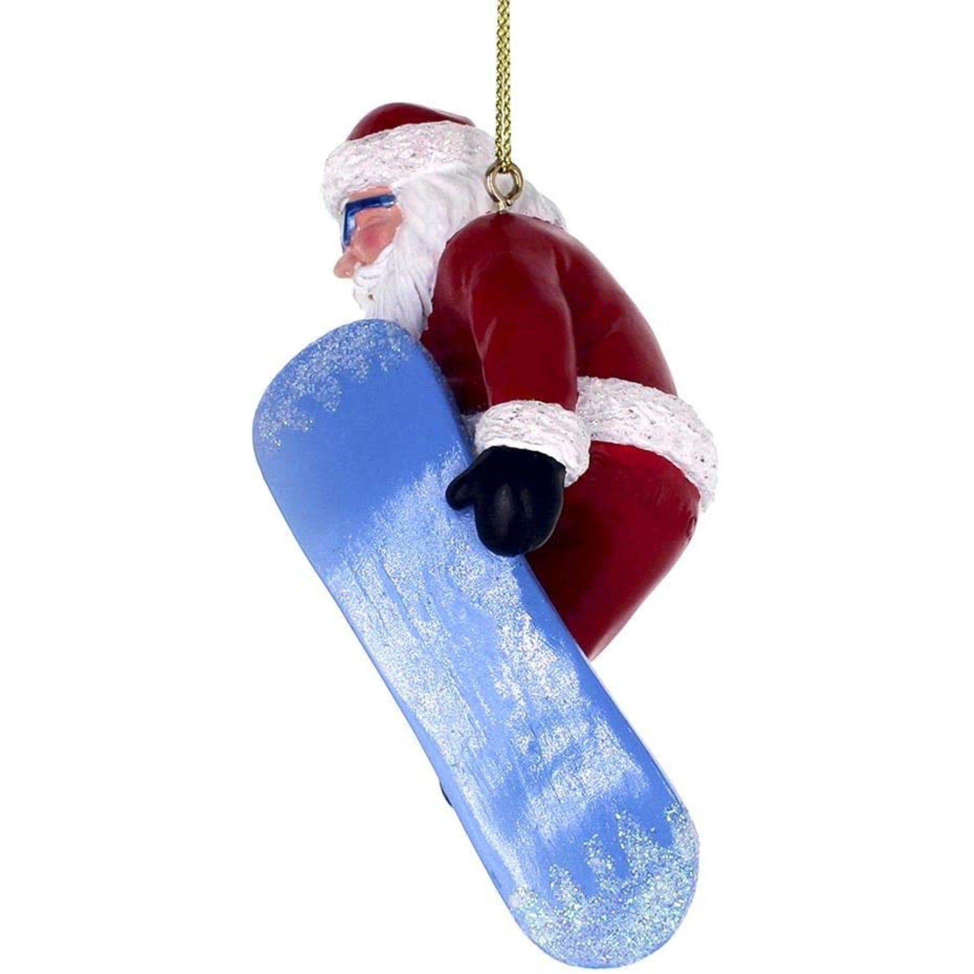 Kurt Adler Resin Ornament for Christmas Tree, Snowboard Santa