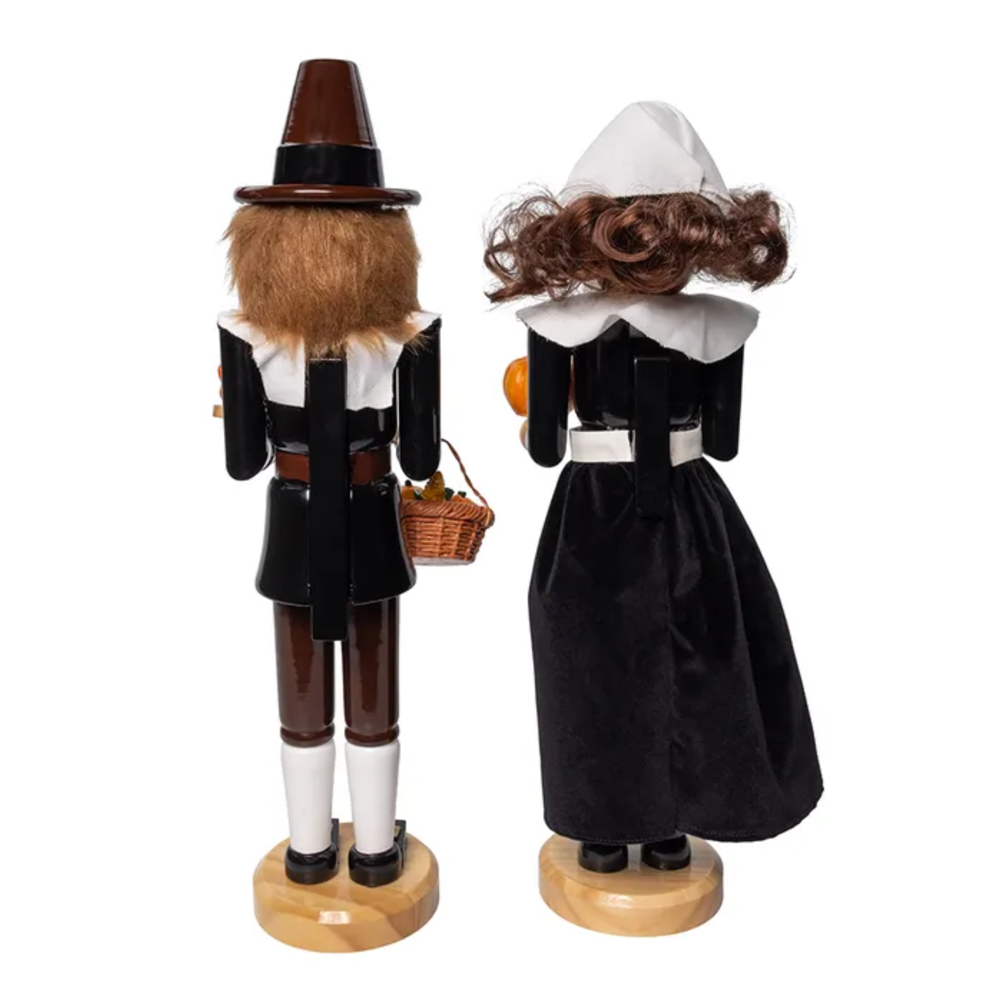 Kurt Adler Man and Women Pilgrim Wooden Nutcrackers, 2-Piece Set