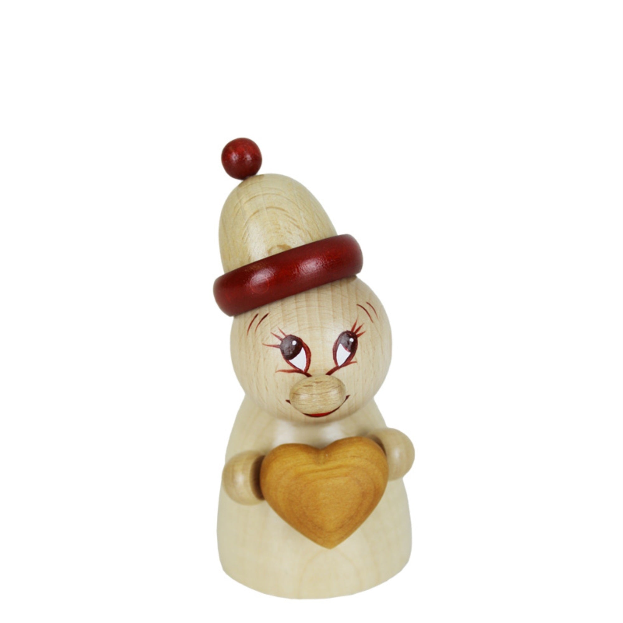 Steinbach Wooden Clumsy Mini Collection, Valentine with Natural Wood Heart and Wooden Beanie