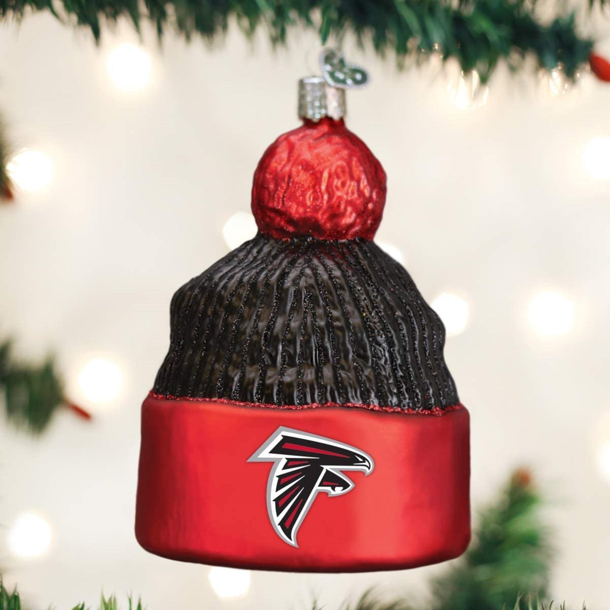 Old World Christmas Blown Glass Ornament for Christmas Tree, Atlanta Falcons Beanie