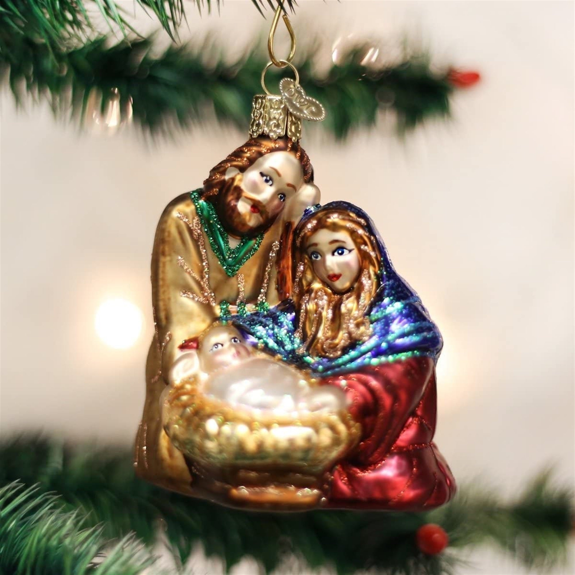 Old World Christmas Blown Glass Ornament for Christmas Tree, Holy Family