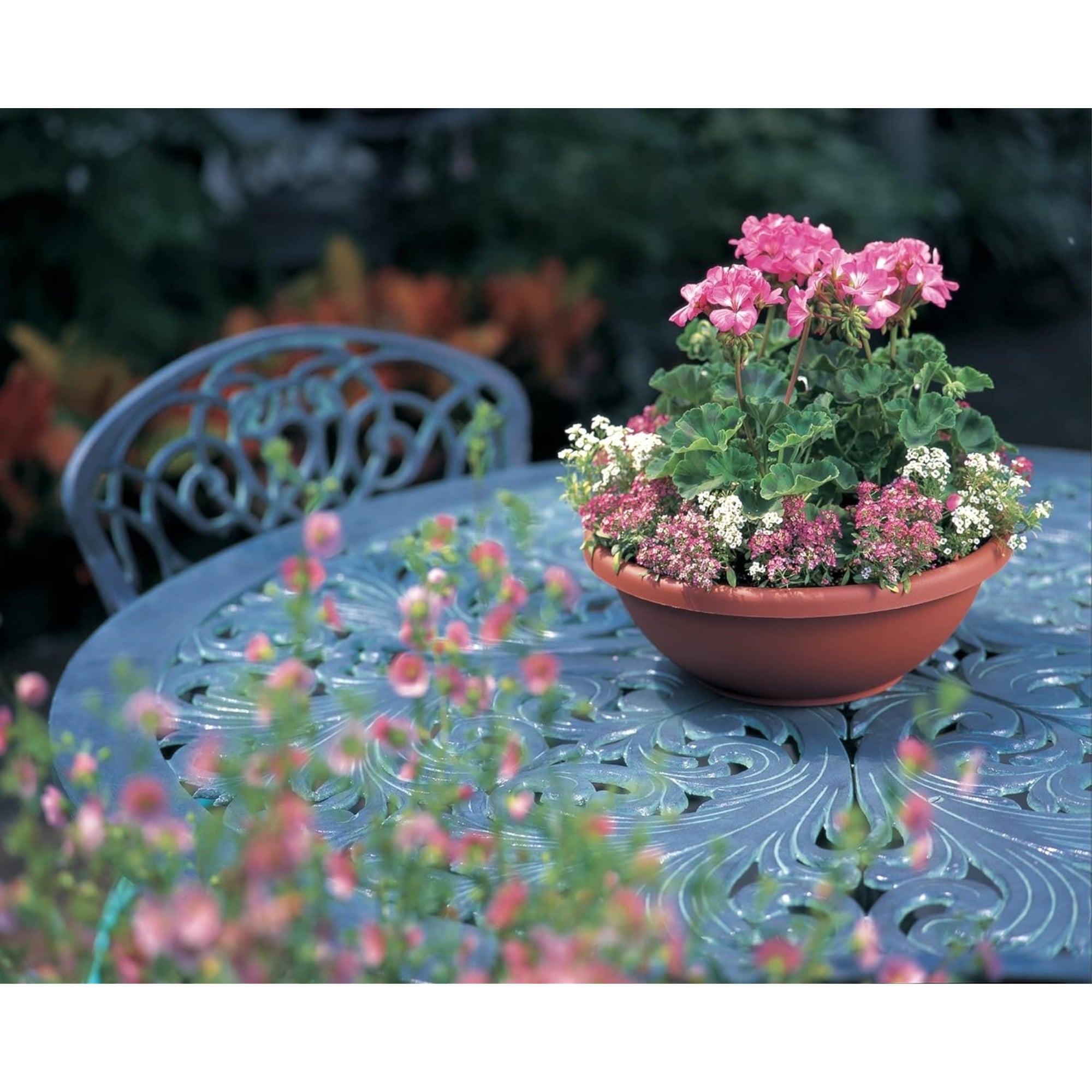 The HC Companies Garden Bowl with Removable Drain Plugs, Clay Color, 14 In