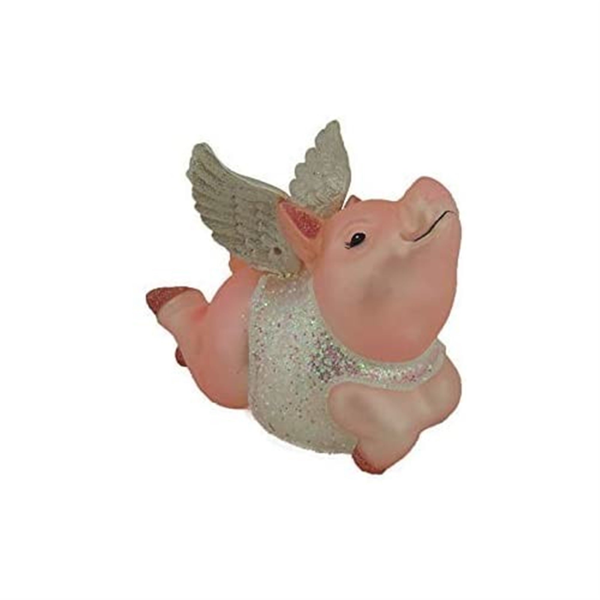 Kurt Adler Noble Gems Glass Ornament for Christmas Tree, Flying Pig with Wings
