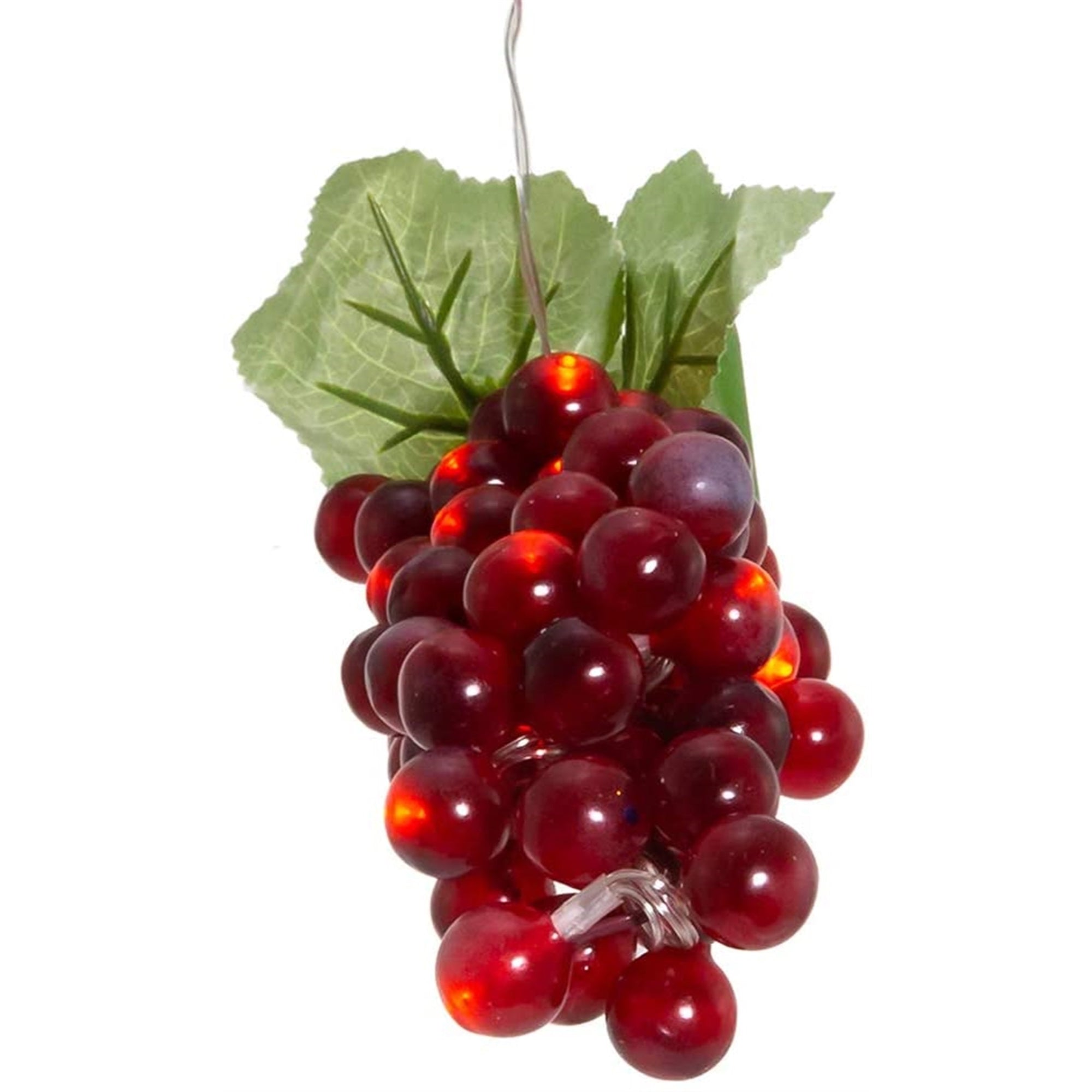 Kurt Adler Battery Operated 20 Warm White LED Lights, Single Cluster Burgundy Grapes, 8"