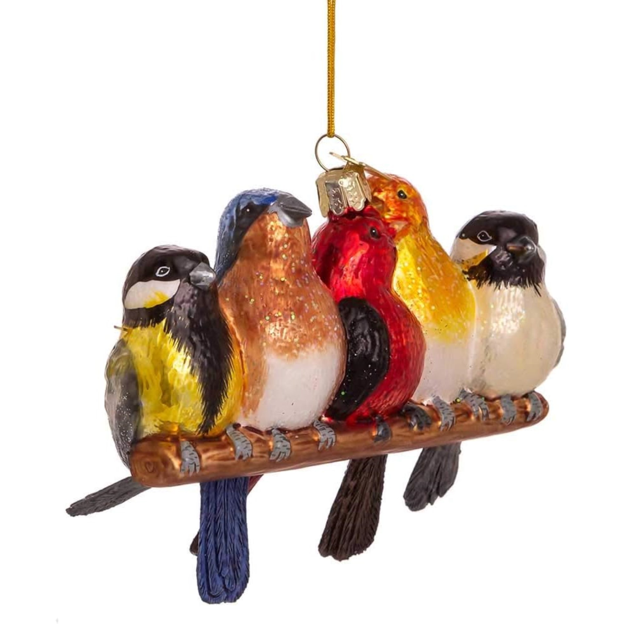 Kurt Adler Nobel Gems Collection Glass Christmas Ornament, Songbirds on a Branch