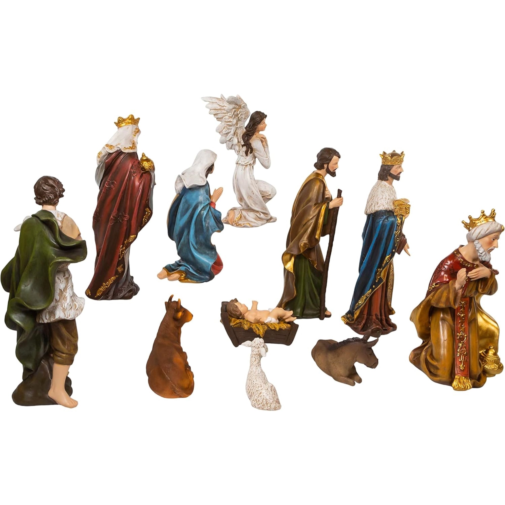 Kurt Adler Resin Nativity Figurine Table Pieces, 11-Piece Set