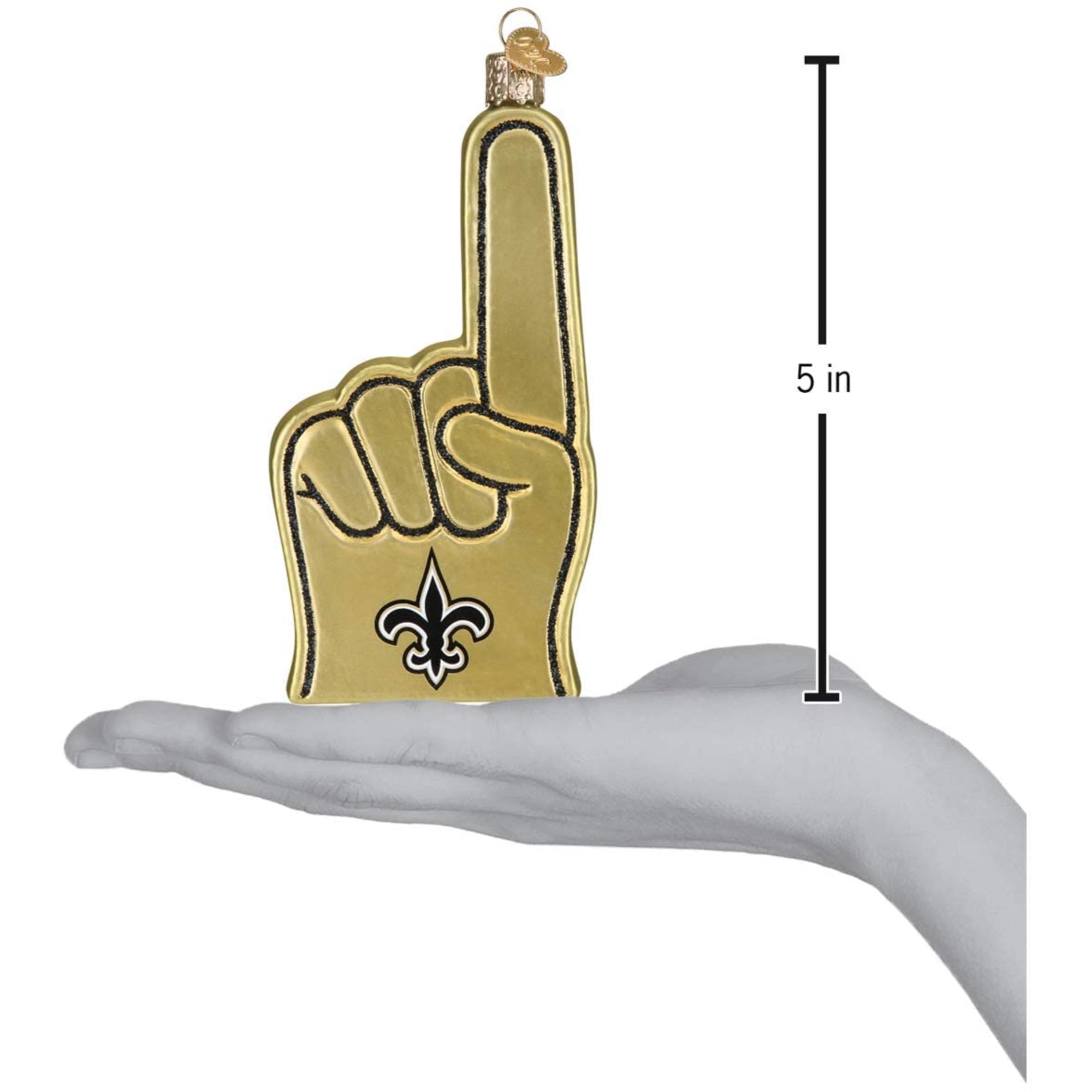 Old World Christmas Blown Glass Ornament for Christmas Tree, New Orleans Saints Foam Finger