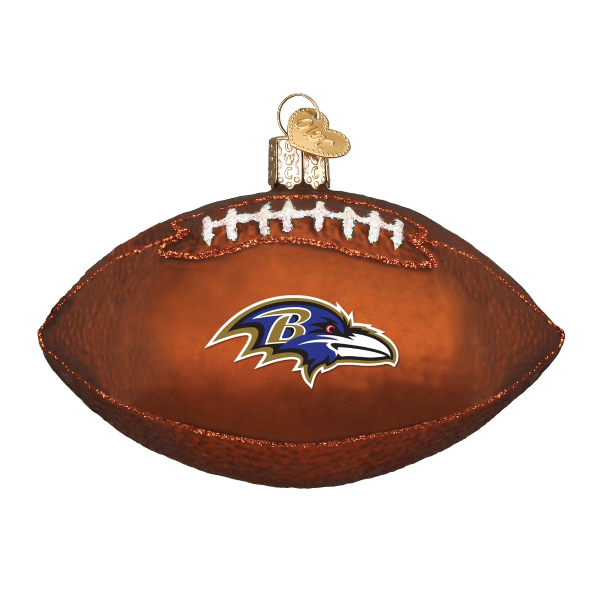 Old World Blown Glass Christmas Ornament, Baltimore Raven Football