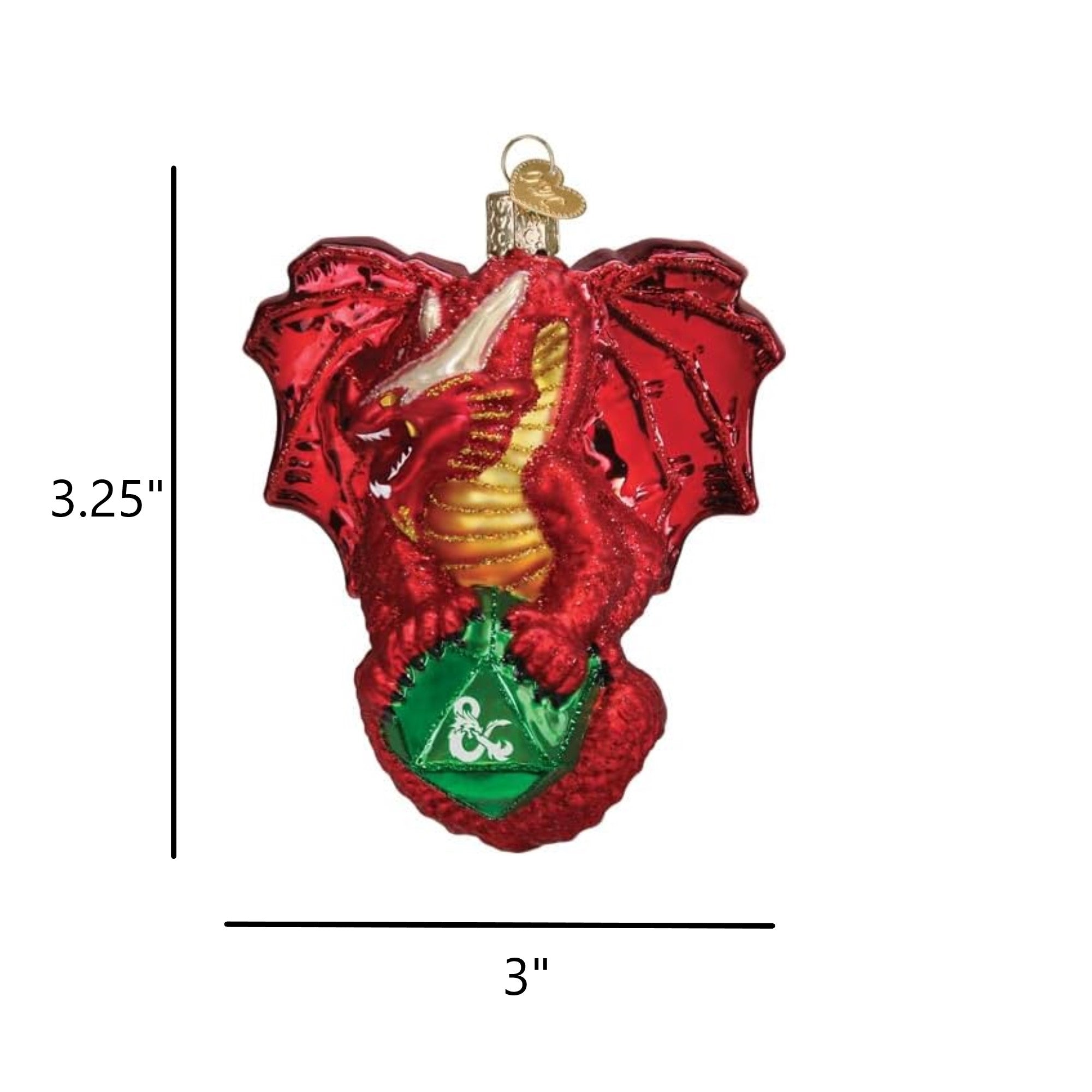 Old World Christmas Blown Glass Ornament for Christmas Tree, Dungeons & Dragons Red Dragon (with OWC Gift Box)