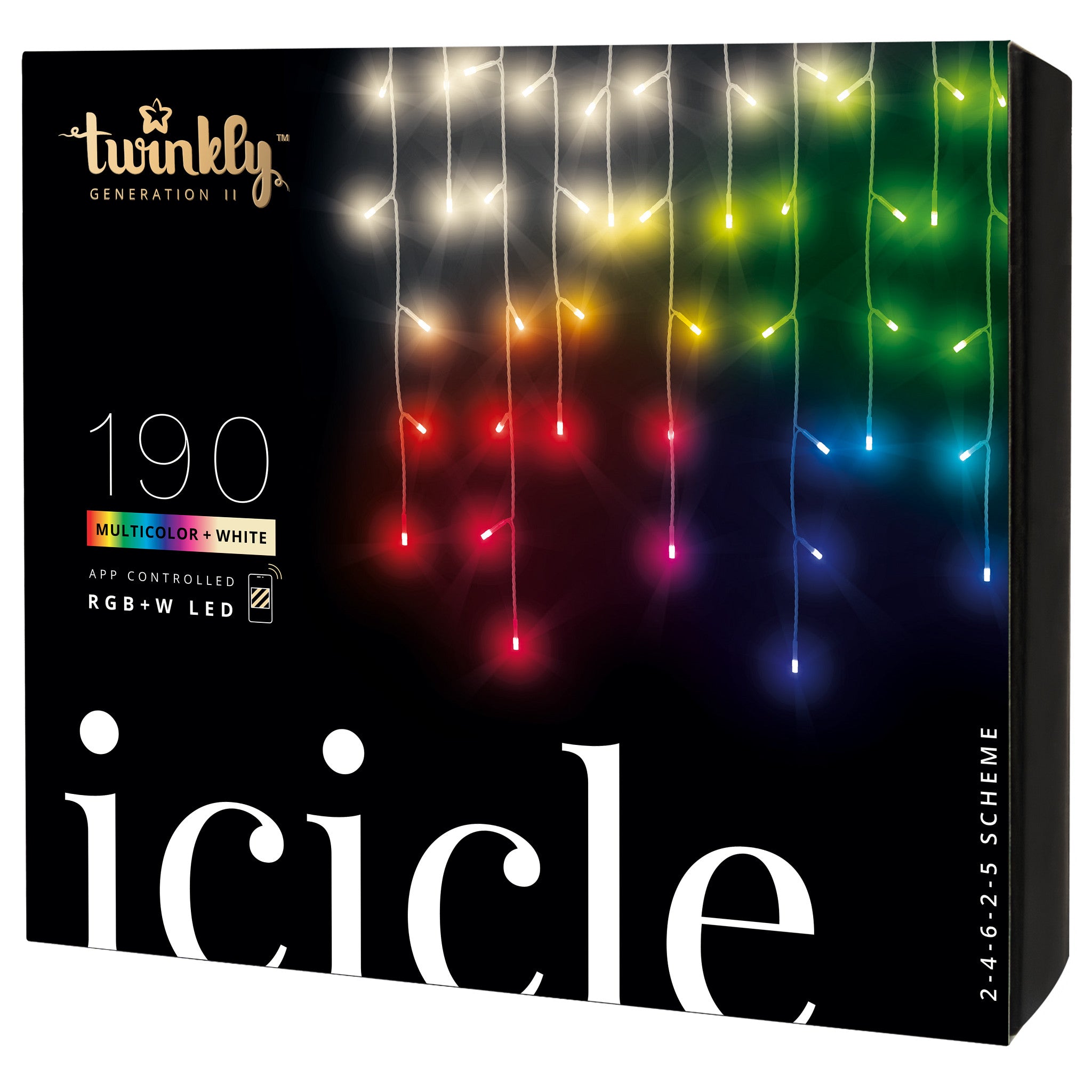 Twinkly Icicle App Controlled Clear Wire Christmas Lights Indoor and Outdoor Smart Lighting Decoration, LED