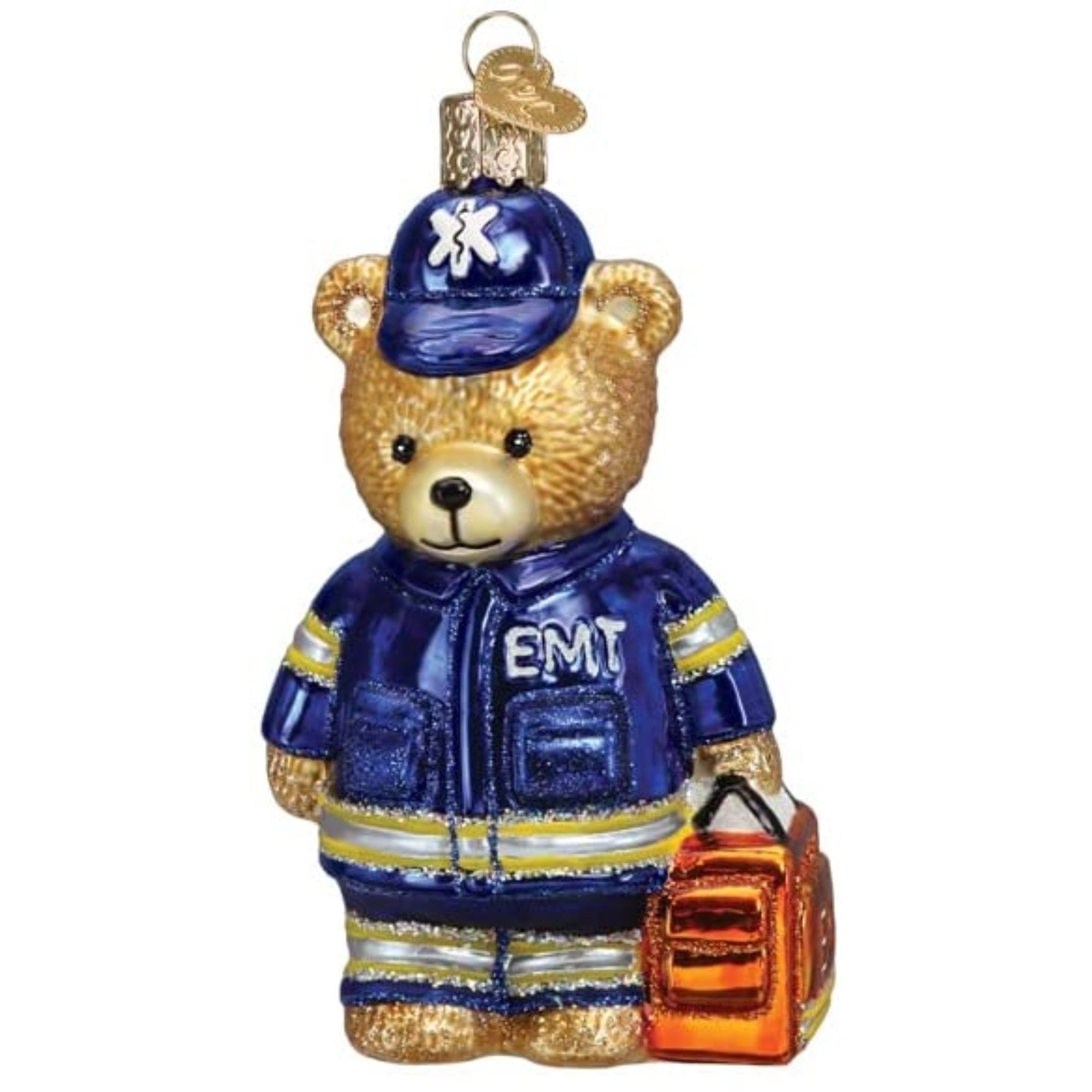 Old World Christmas Blown Glass Ornament for Christmas Tree, EMT Teddy Bear