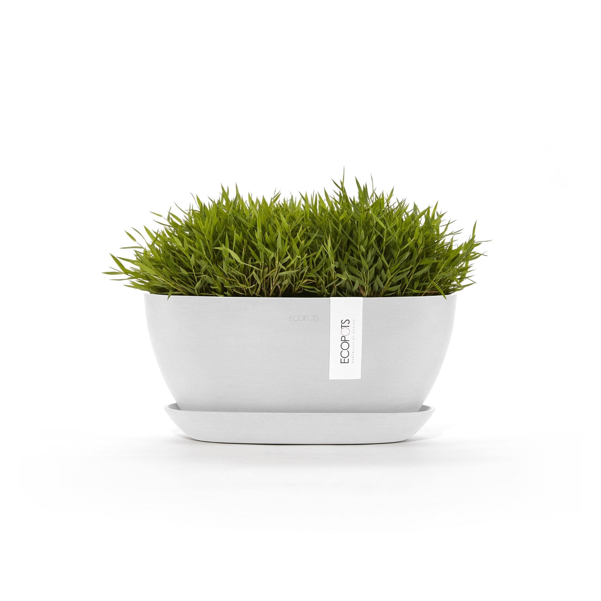 Ecopots Sofia Durable Modern Oval Indoor/Outdoor Recycled-Based Composite Flower Pot Planter w/ Water Reservoir