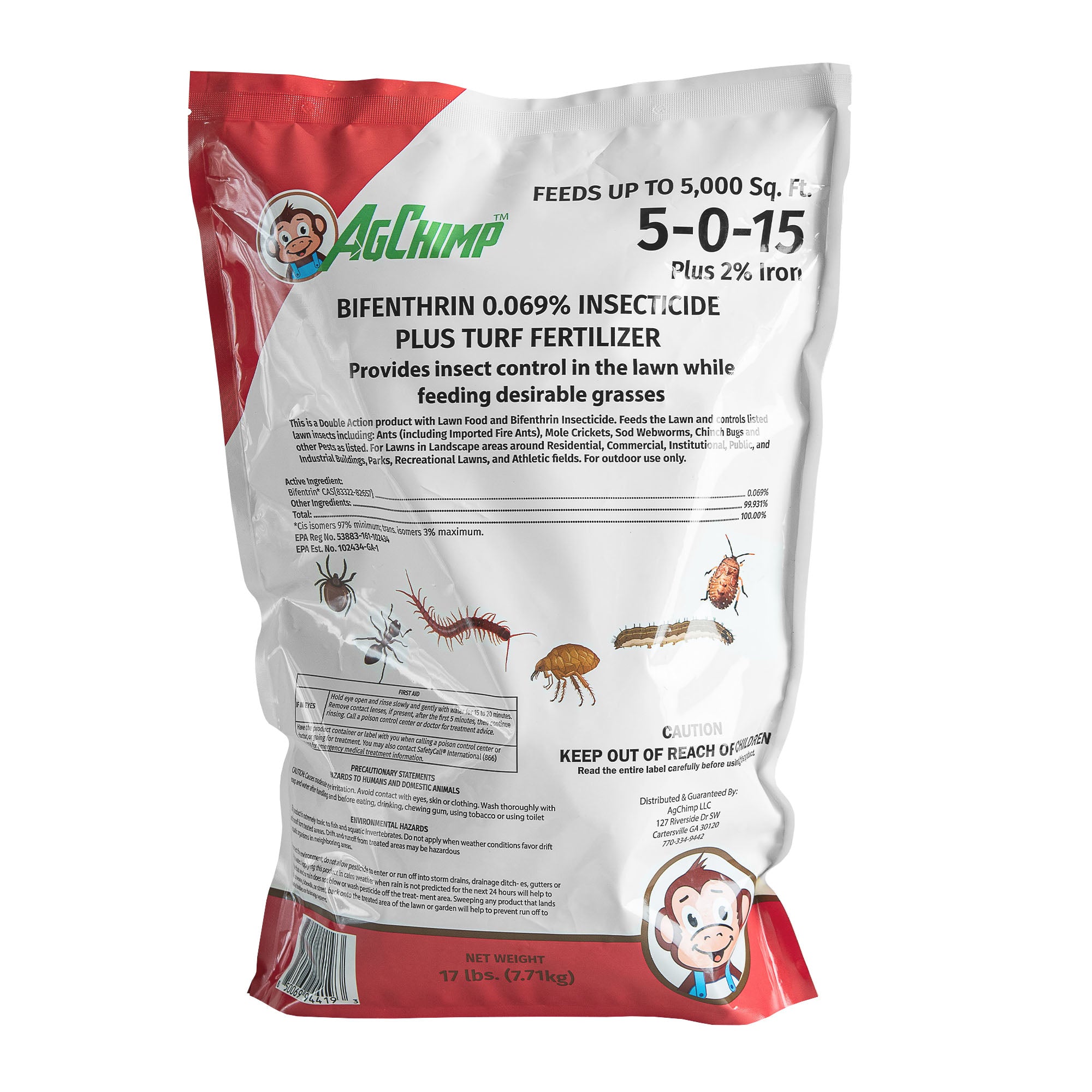 AgChimp 5-0-15 Bifenthrin Insecticide Plus Turf Fertilizer, 17lb