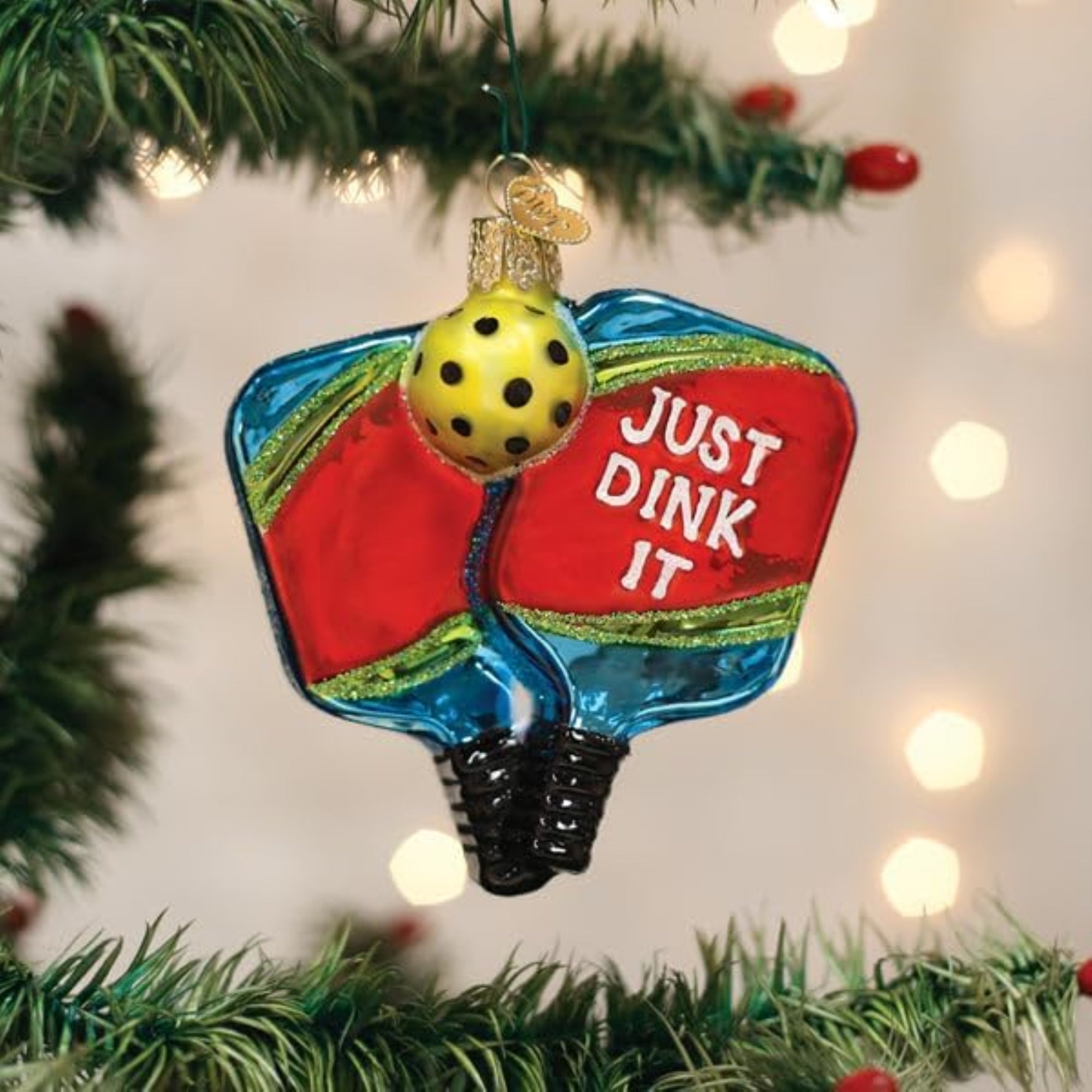 Old World Christmas Blown Glass Ornament for Christmas Tree, Pickleball Paddles (with OWC Gift Box)