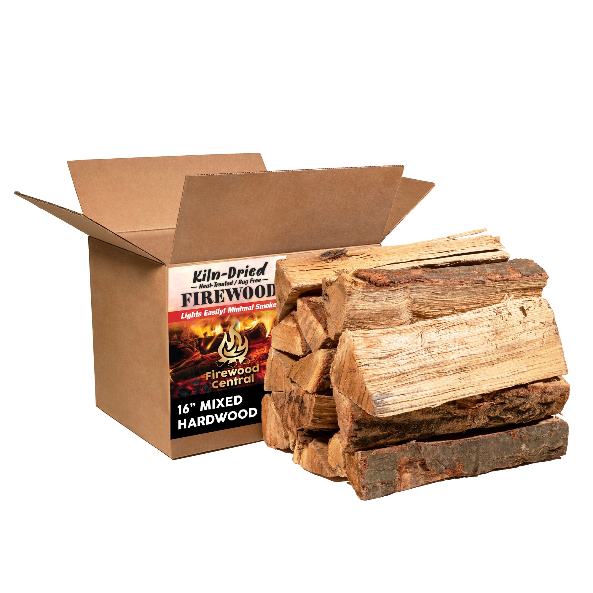 Firewood Central Kiln-Dried PA Hardwood – 16” Splits (14–18 Pieces) – Smoking Wood for Cooking, Fire Pits & Home Heating – Easy Light, Low Smoke, USA Sourced