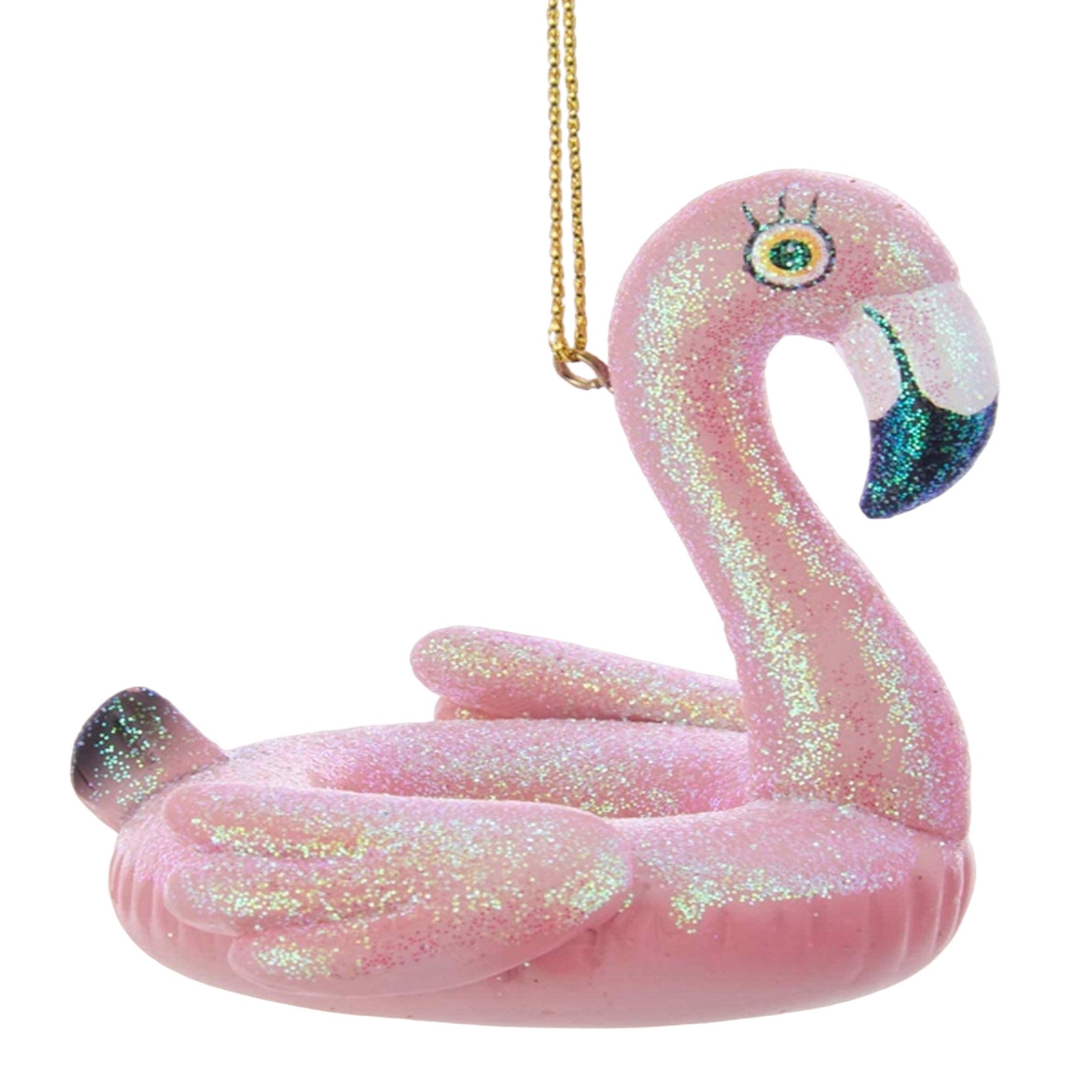 Kurt Adler Resin Ornament for Christmas Tree, Pink Flamingo Pool Float