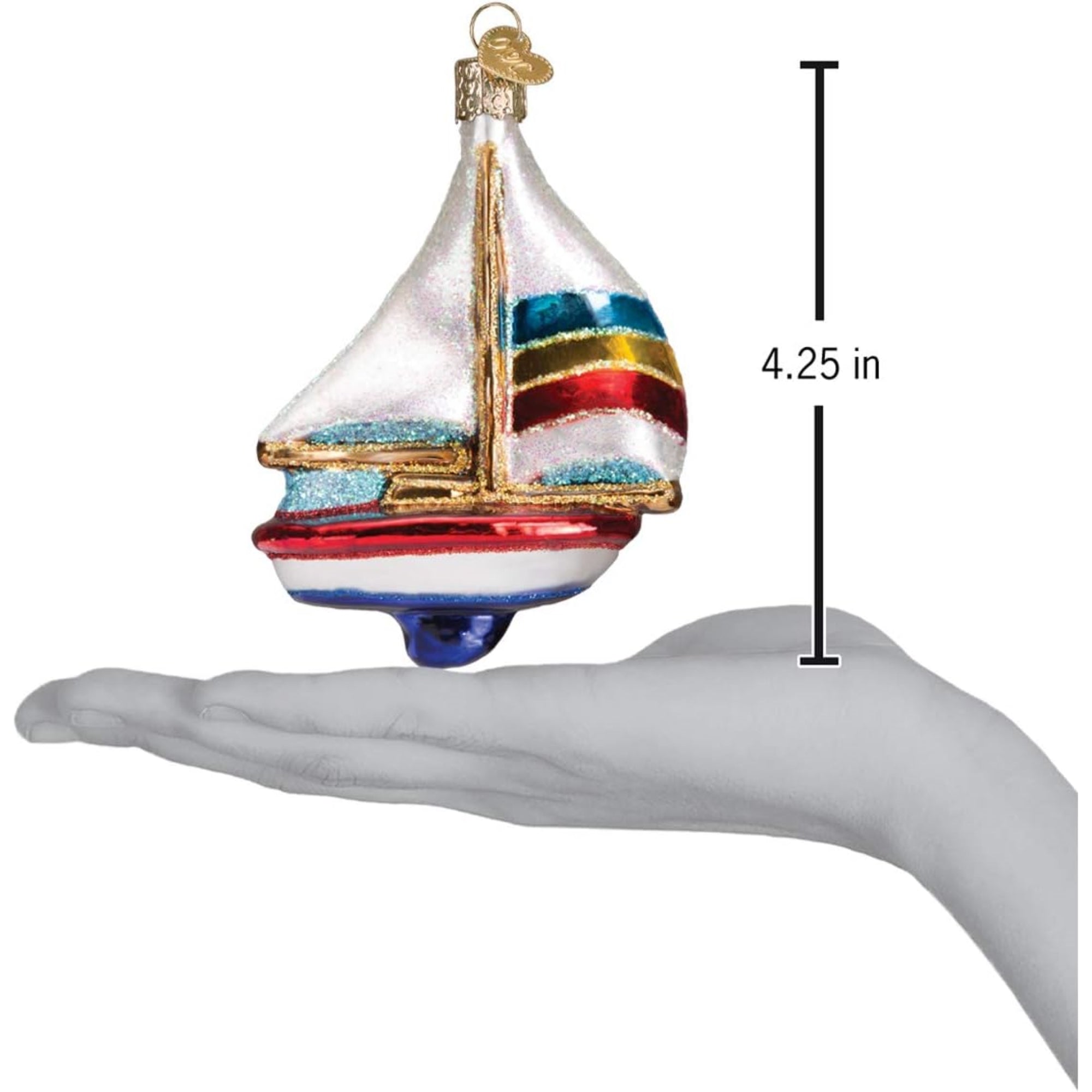 Old World Christmas Blown Glass Ornament for Christmas Tree, Sailboat