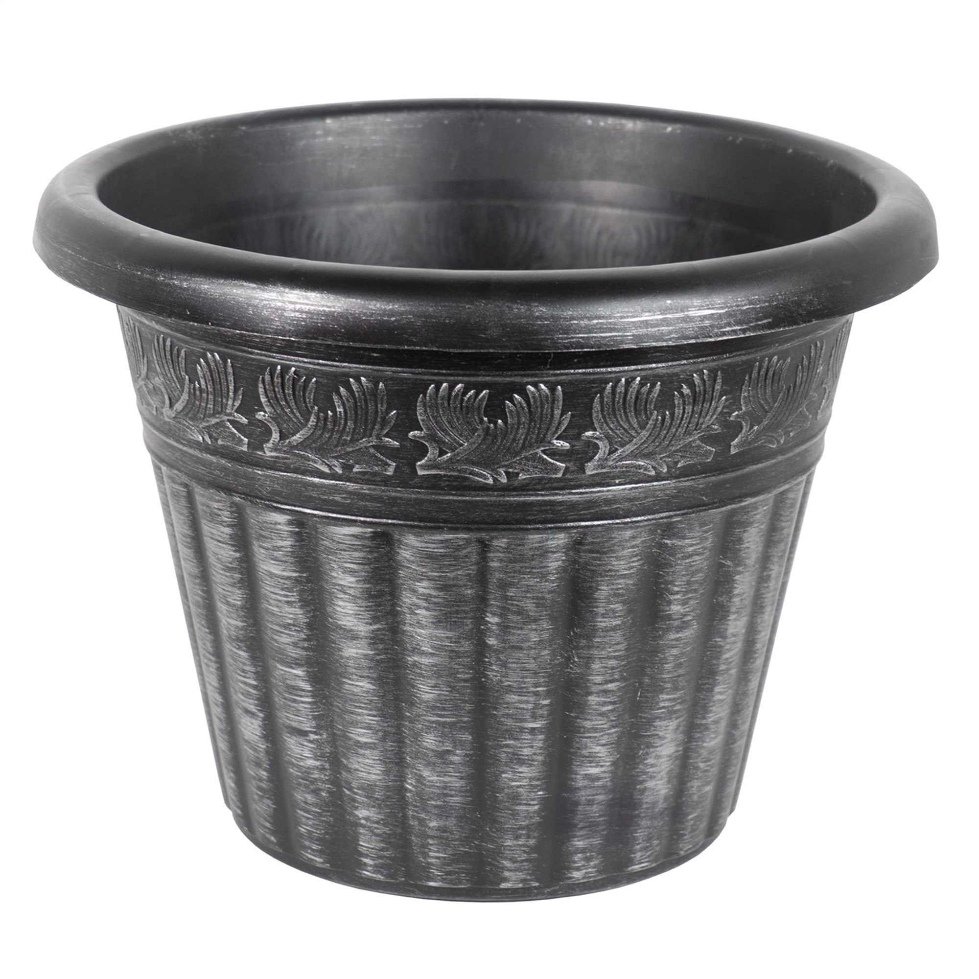 Garden Elements Outdoor Dragon Banded Plastic Planter, 13" Diameter