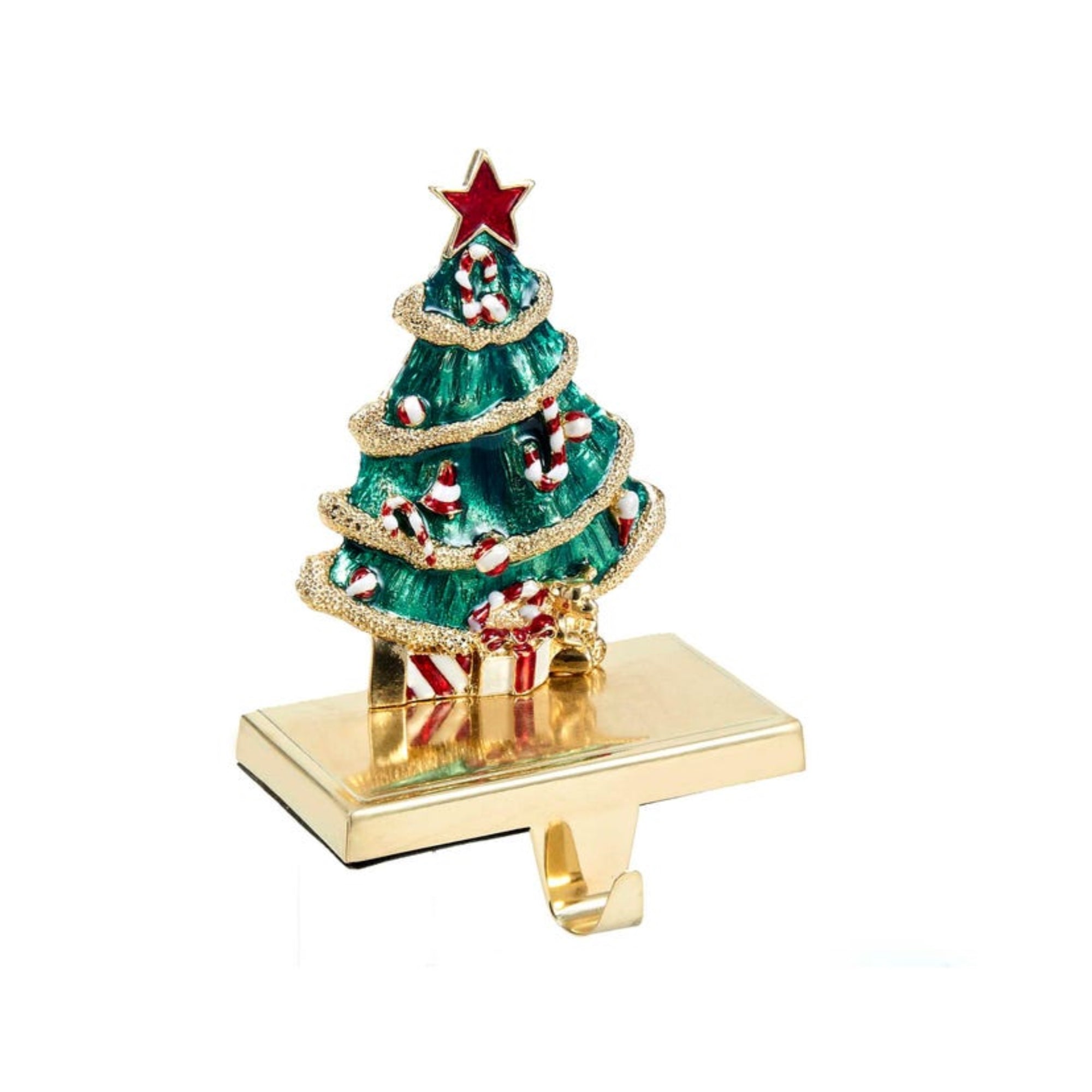 Kurt Adler Christmas Stocking Holder with Retractable Hook, Zinc Christmas Tree